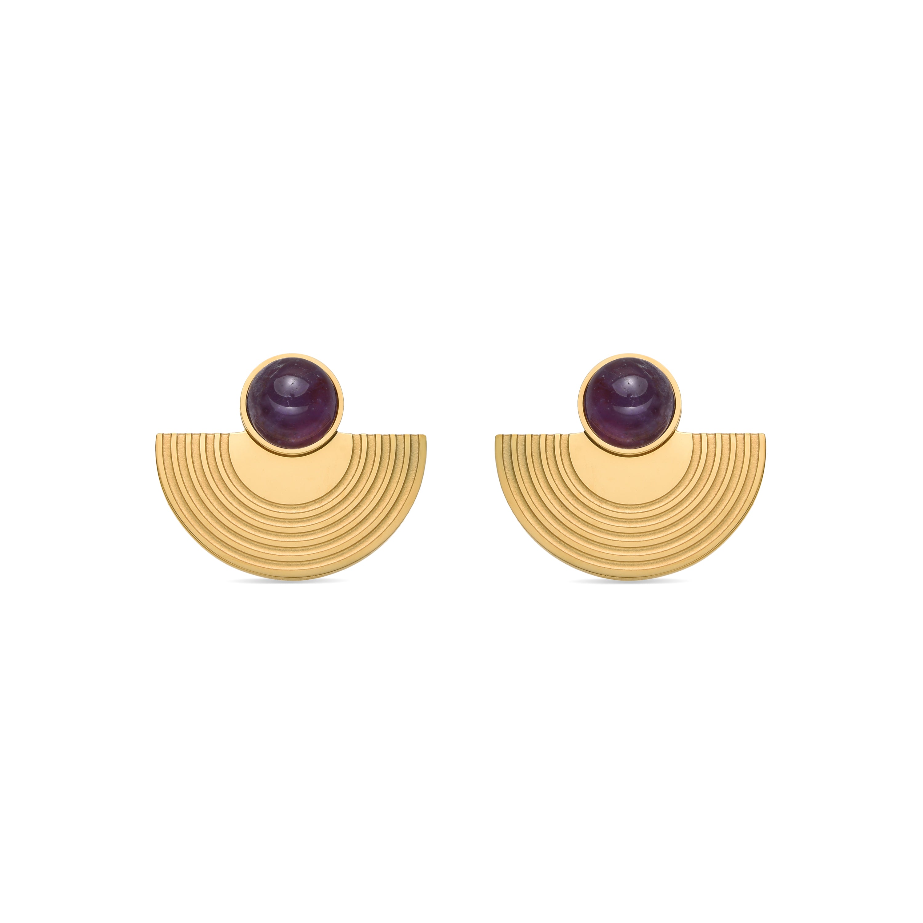 Pendientes con Cuarzo Hidrotermal Amatista acabado oro 18k - Koru