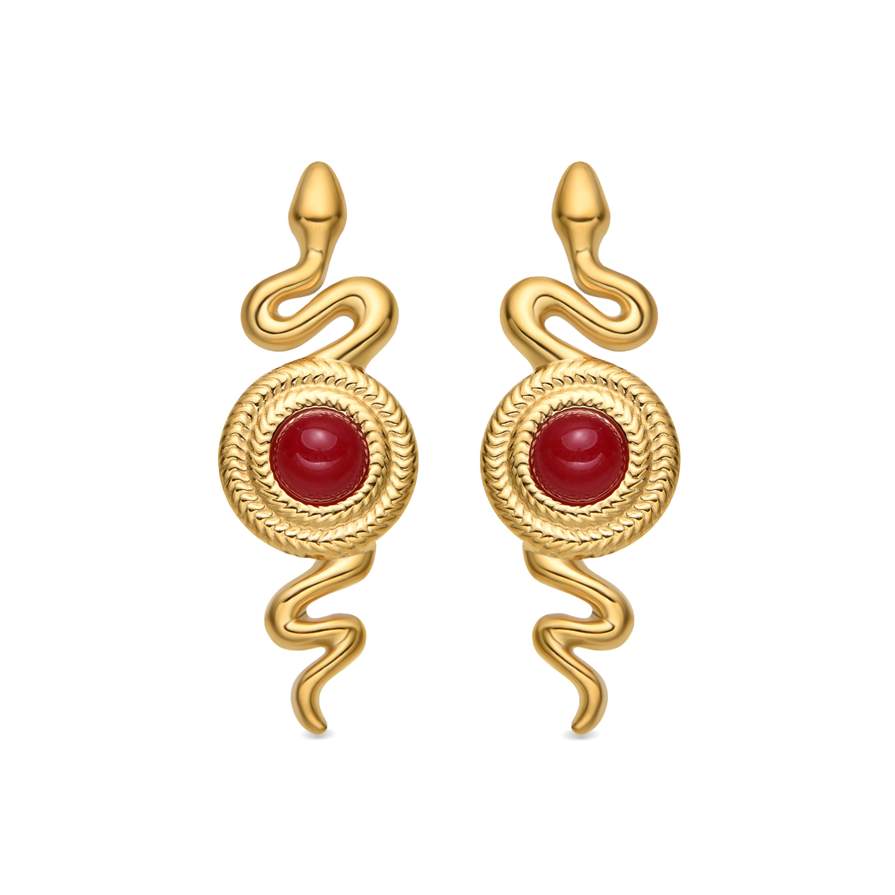 Pendientes con Cristal Rojo acabado oro 18k - Edrak