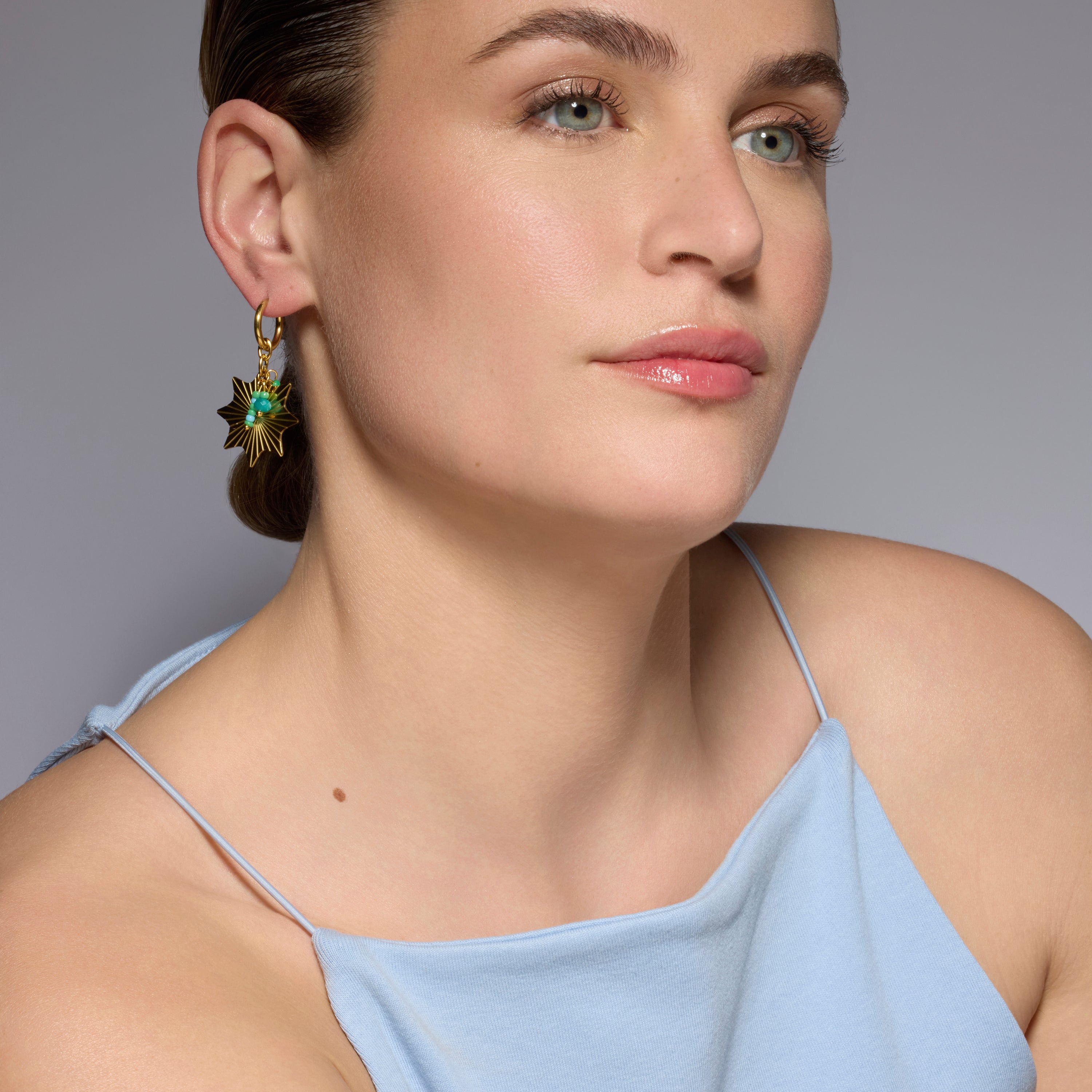 Ohrringe mit 18 Karat Gelbgold-Finish und Türkis - Silmu