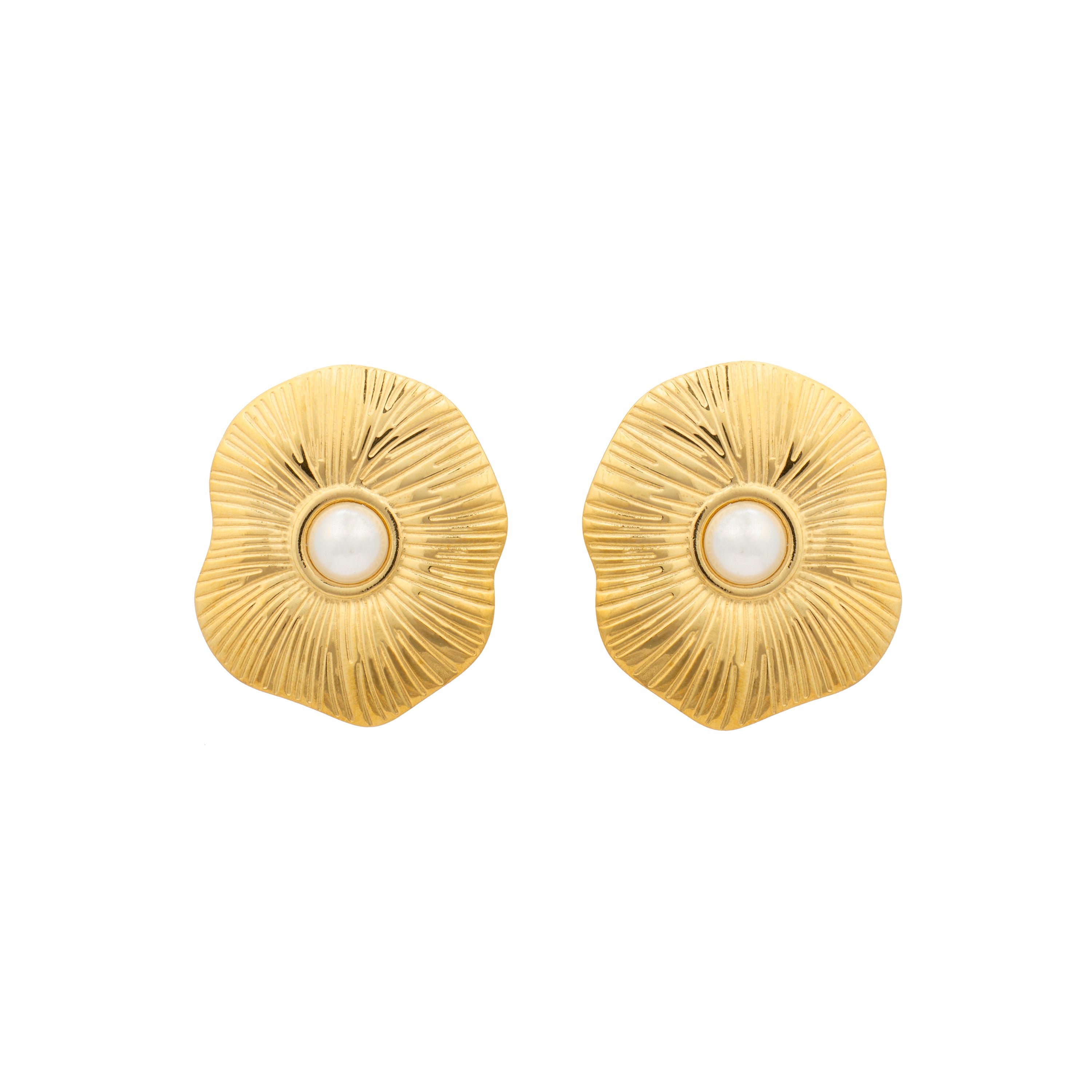 Pendientes acabado oro amarillo de 18k y Perla Blanca - Syume