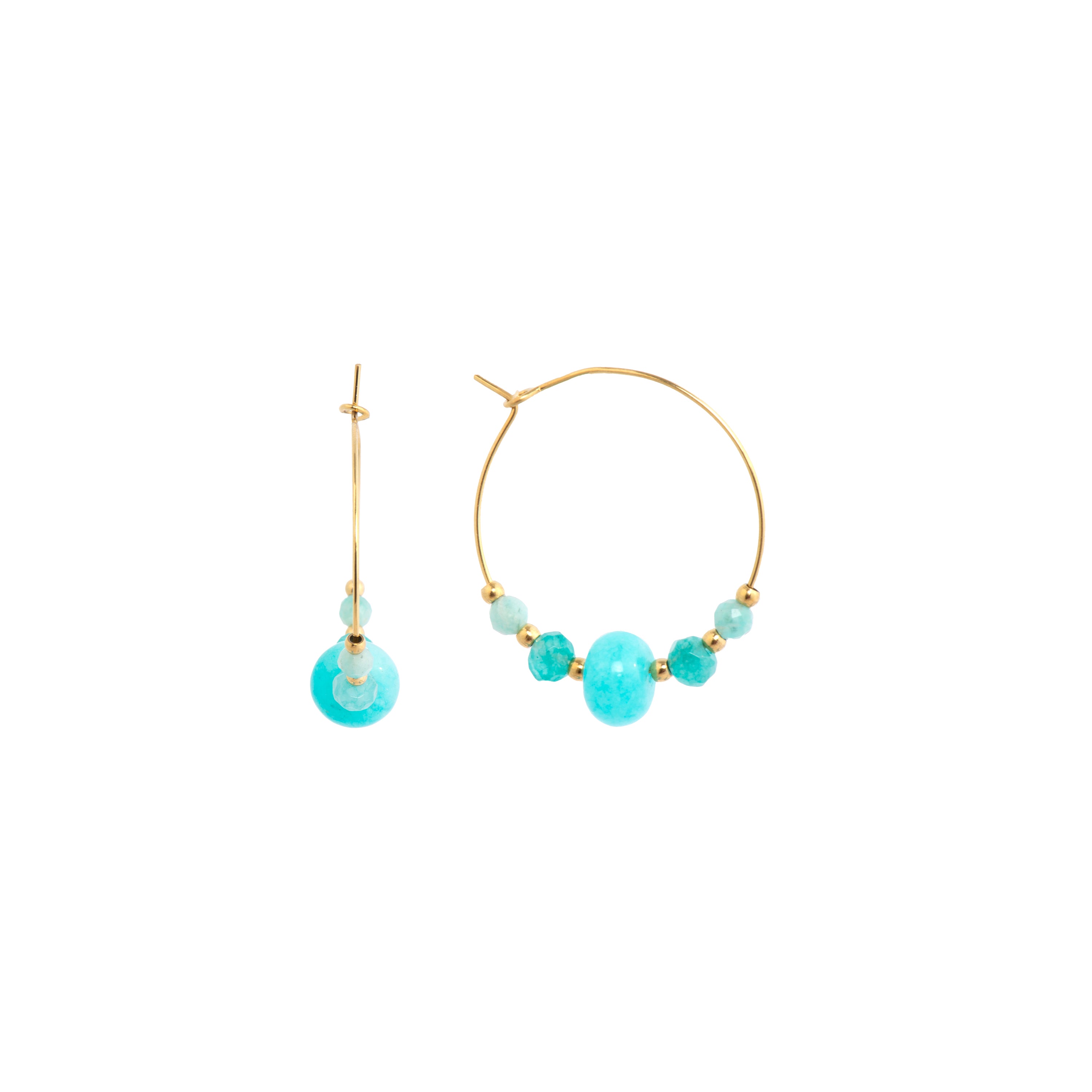 Orecchini finitura oro giallo 18k e Giada Blu - Gimra