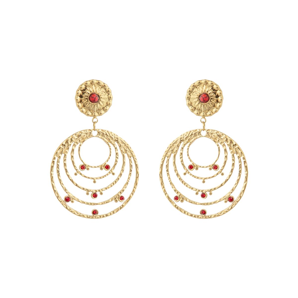 Orecchini finitura oro giallo 18k e Cristallo Rosso - Malema