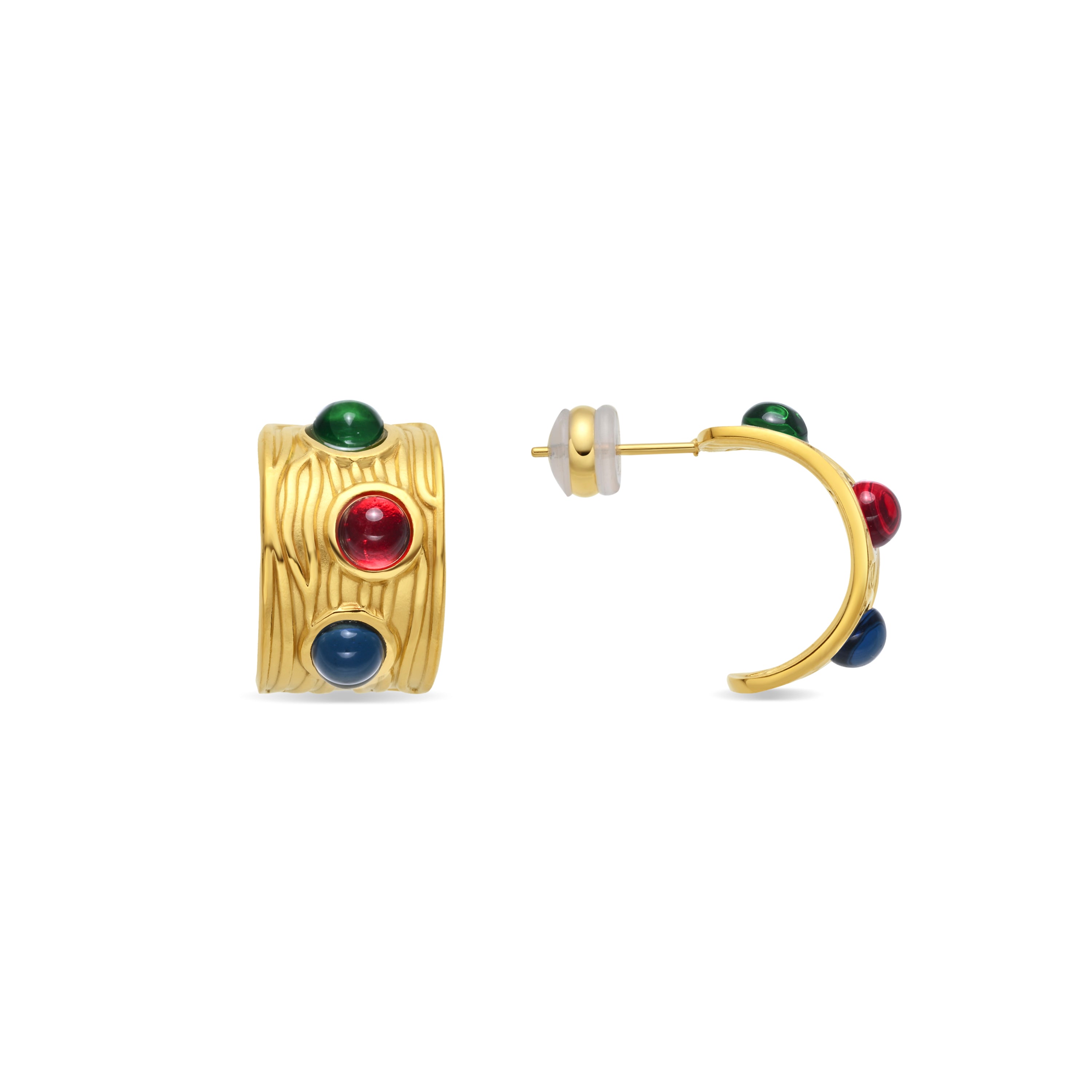 Pendientes de Cuarzo Hidrotermal Multicolor acabado en oro amarillo 18k - Fansya