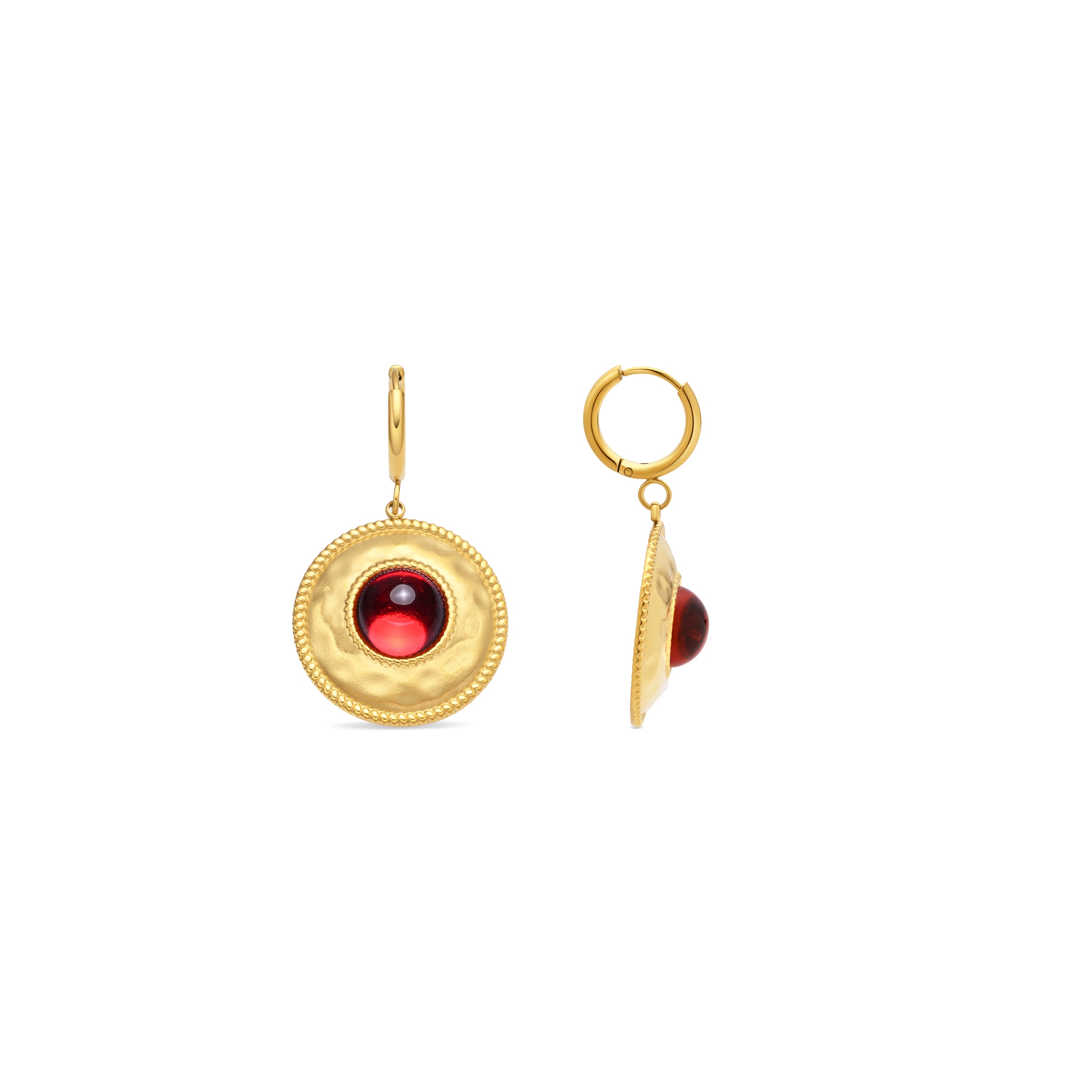 Pendientes de Cristal Rojo acabado en oro amarillo 18k - Arweh