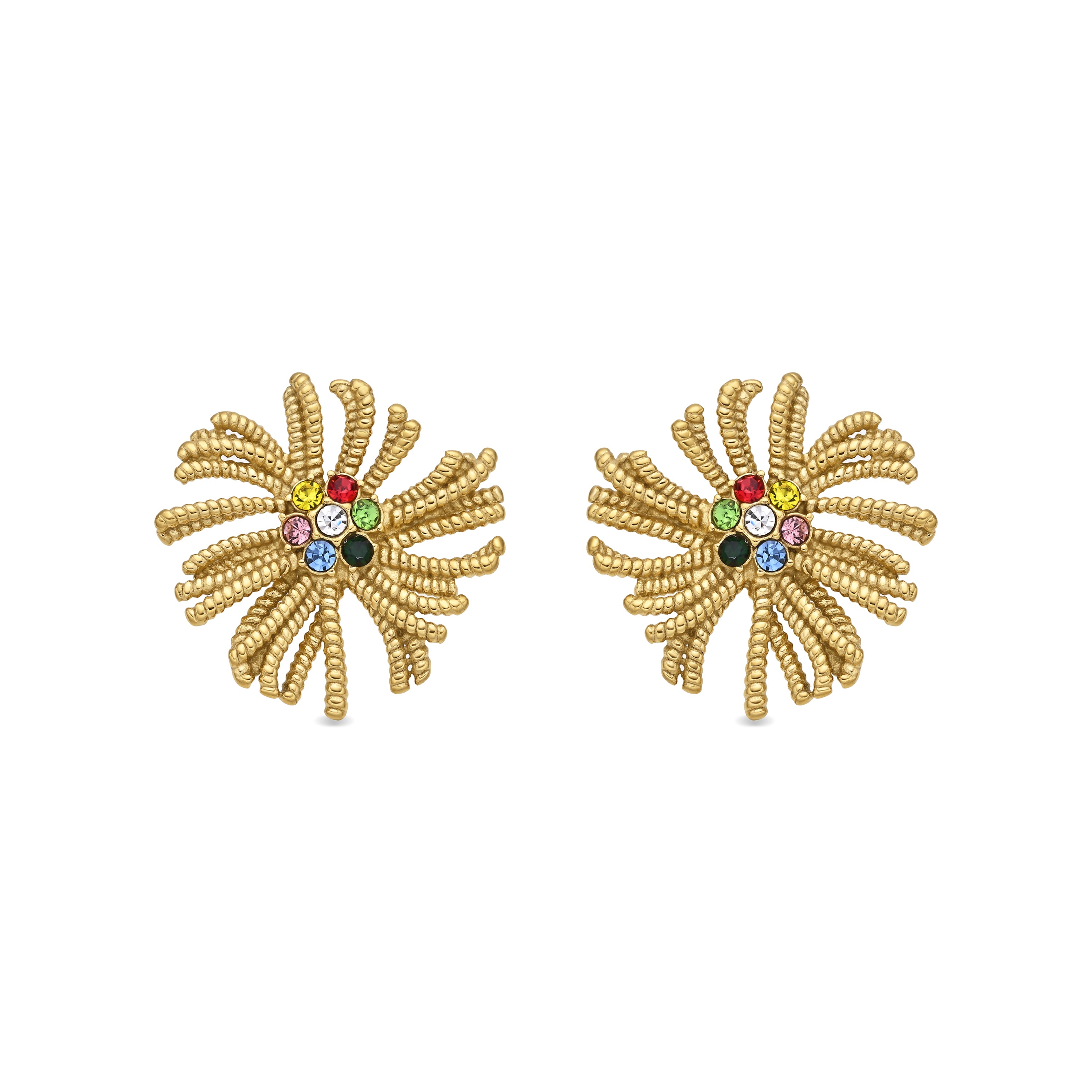 Pendientes de Circonita Multicolor acabado en oro amarillo 18k - Imifa