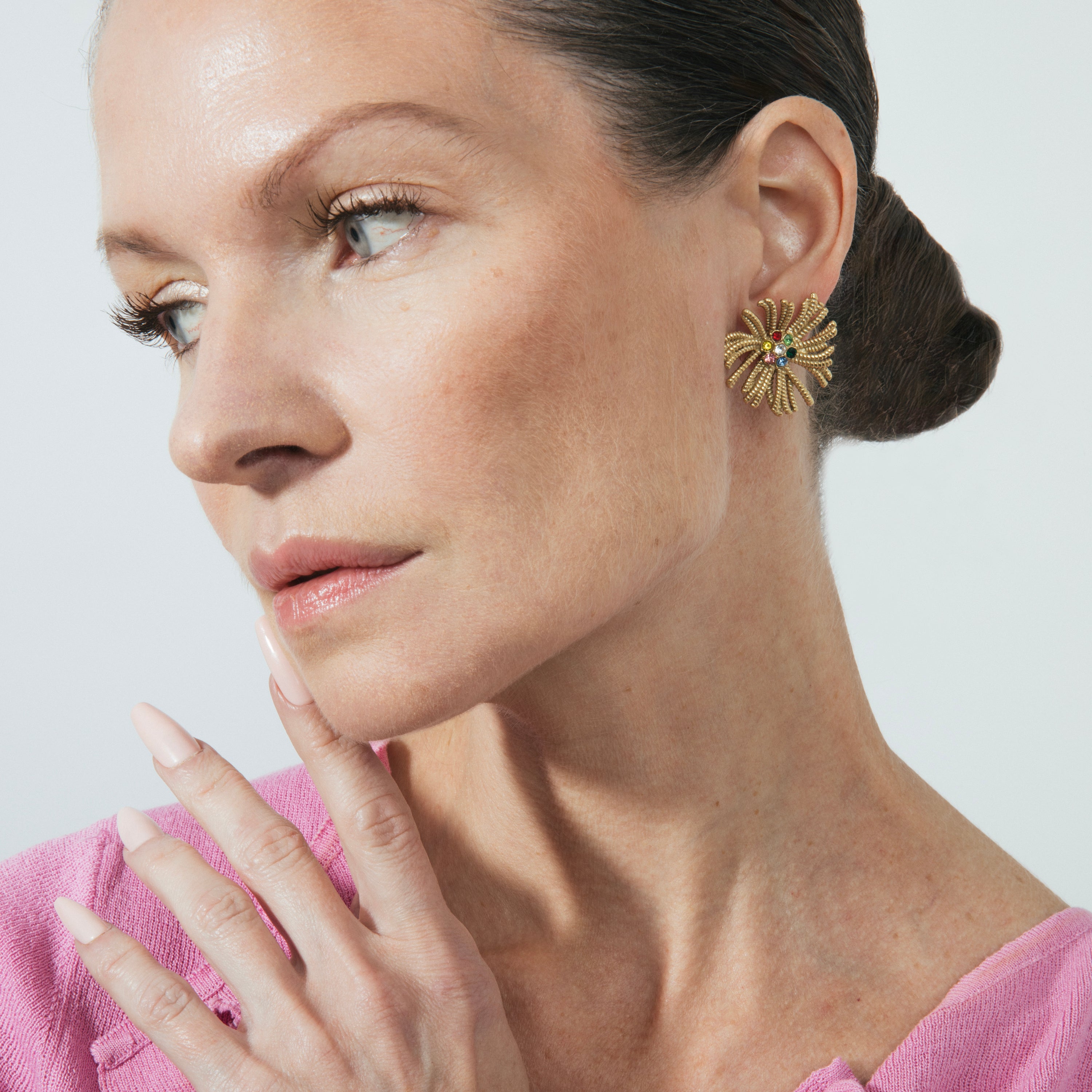 Pendientes de Circonita Multicolor acabado en oro amarillo 18k - Imifa