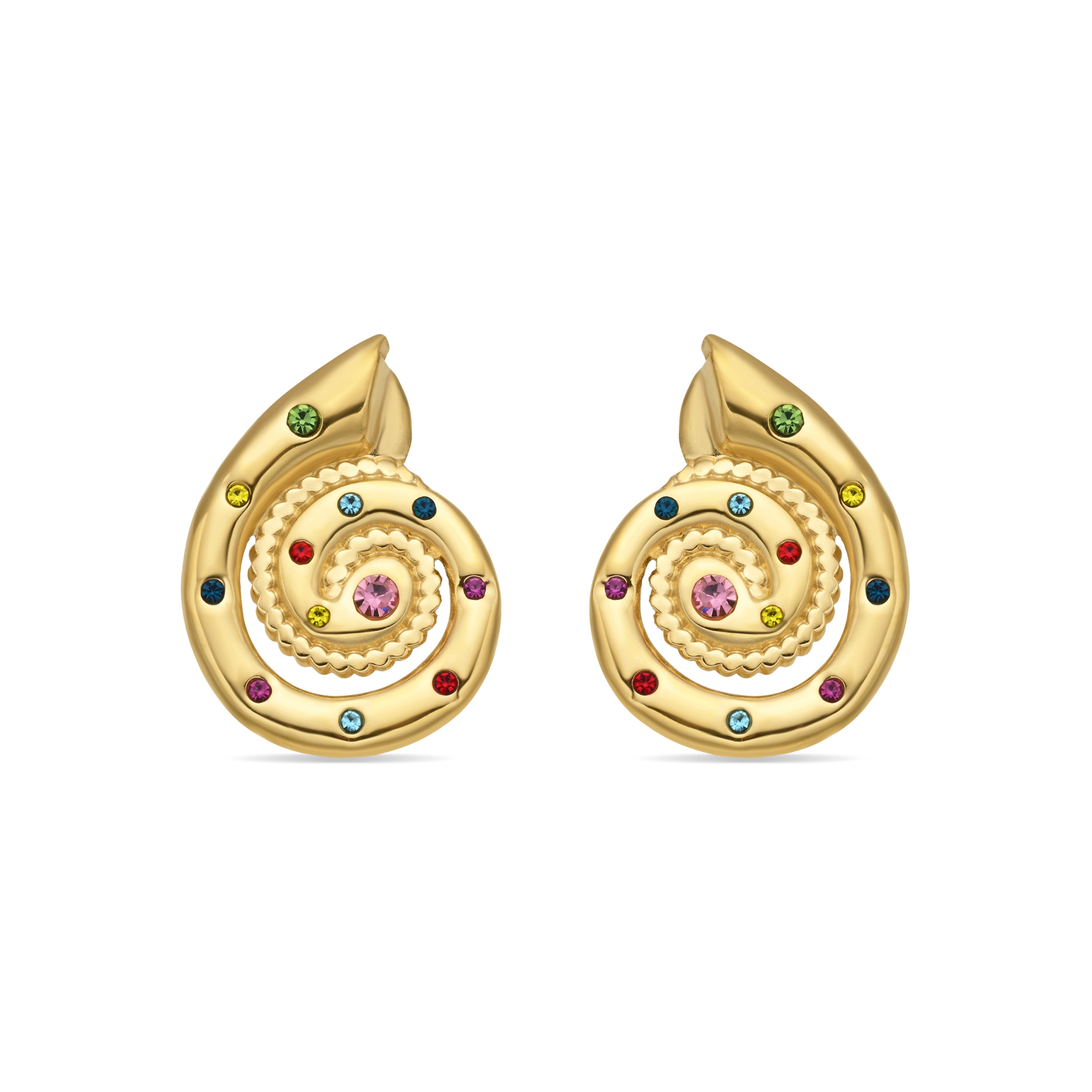 Pendientes de Circonita Multicolor acabado en oro amarillo 18k - Zacoal