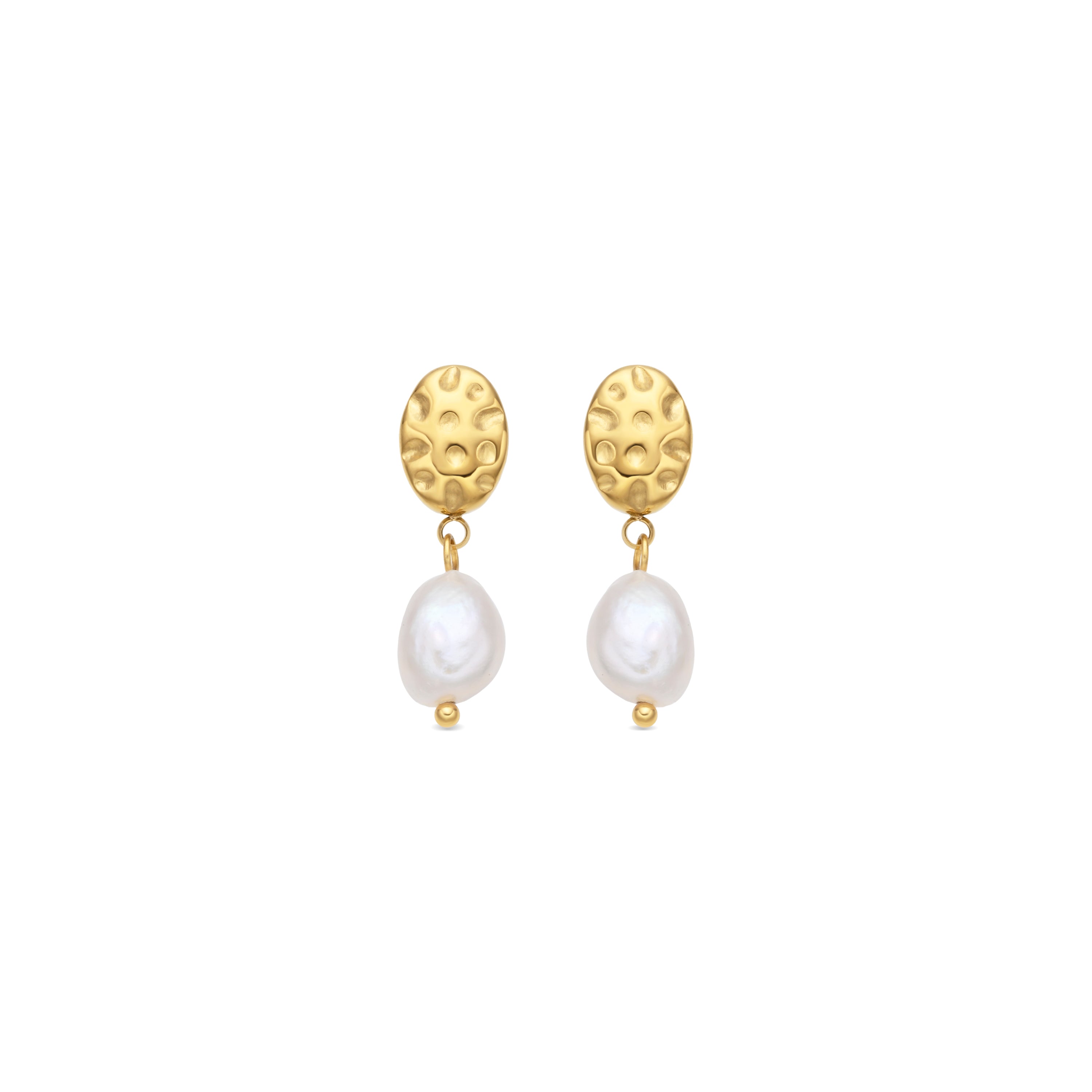 Pendientes de Perla Blanca acabado en oro amarillo 18k - Kixo
