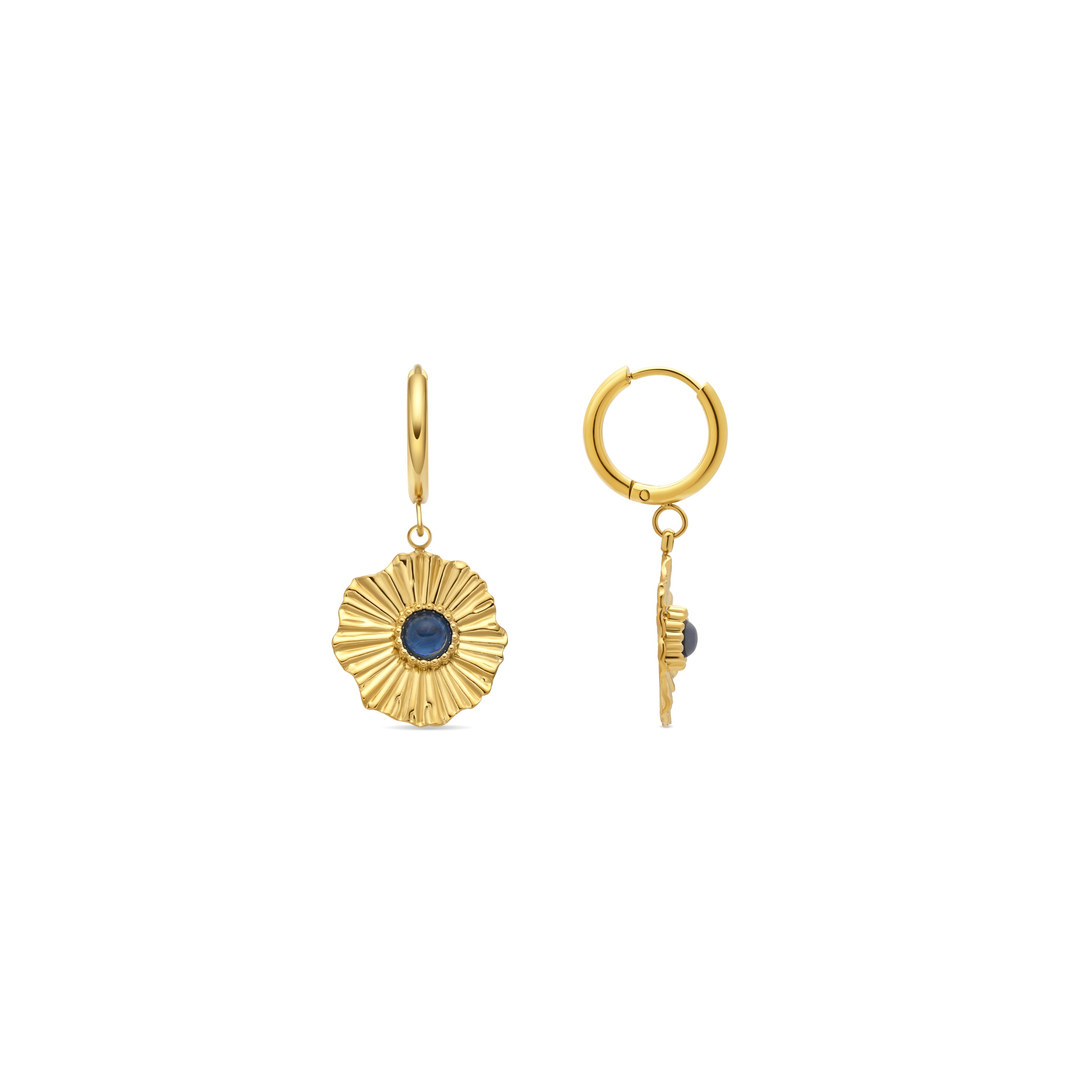 Pendientes de Cristal Azul acabado en oro amarillo 18k - Skyly