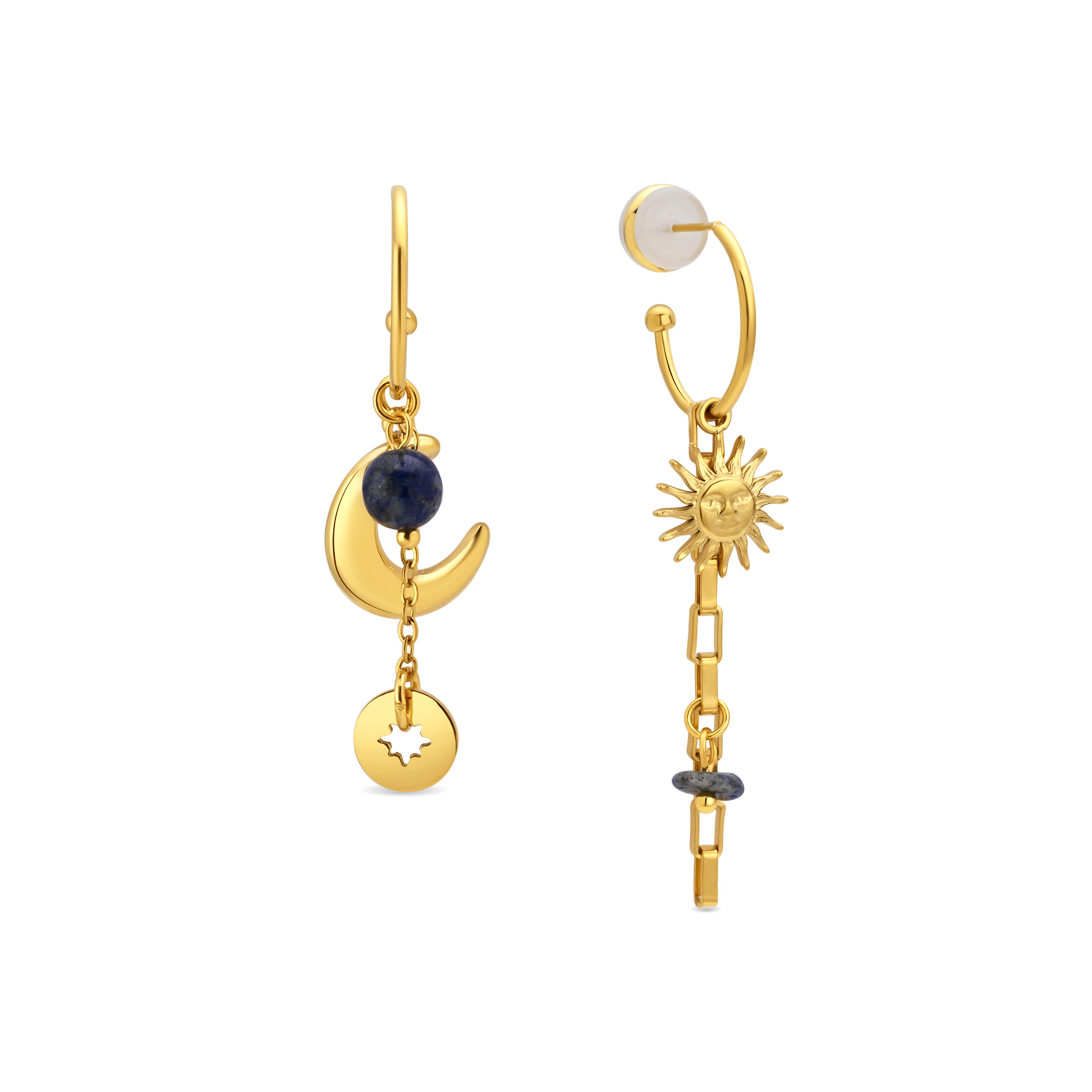 Pendientes de Cristal Azul acabado en oro amarillo 18k - Gud