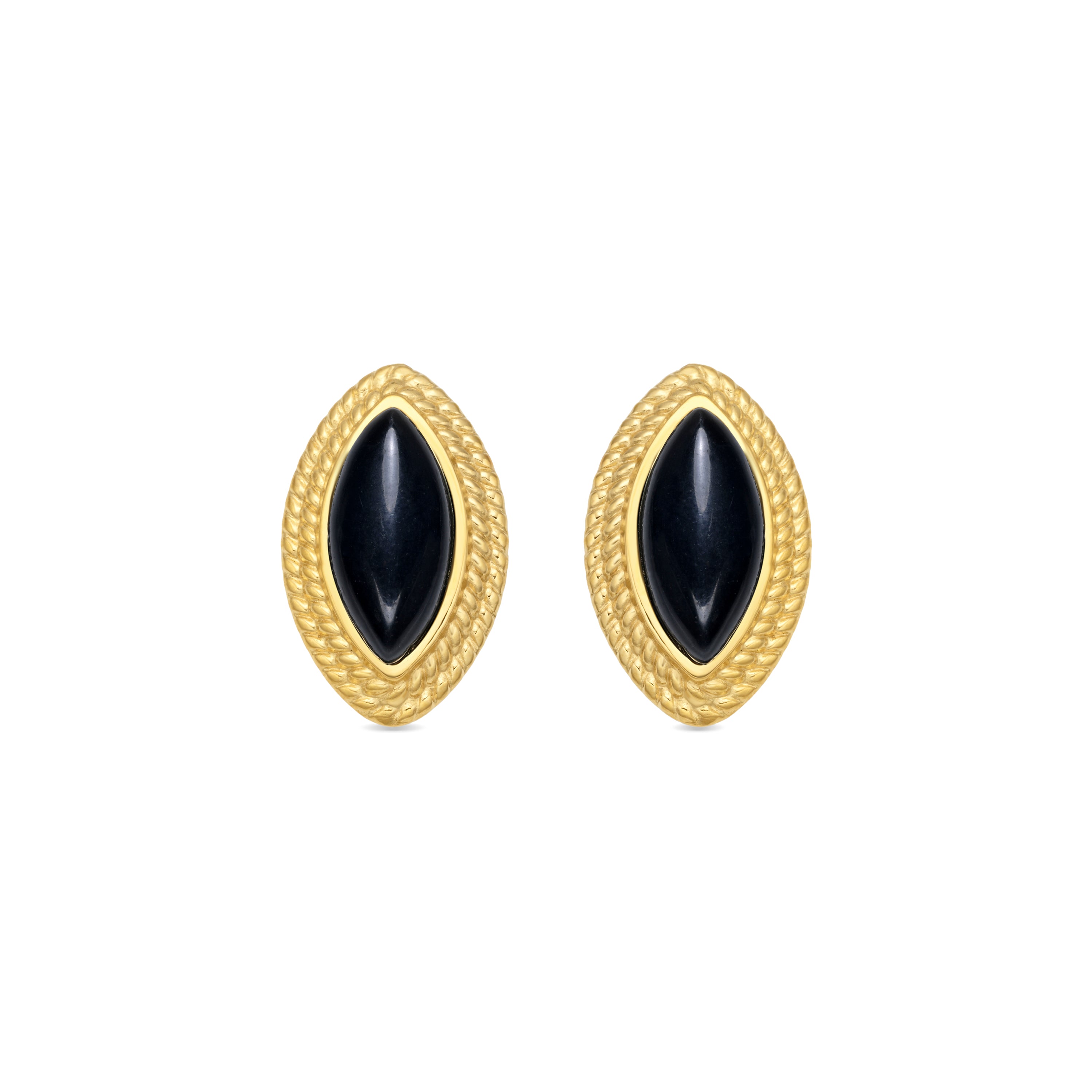 Pendientes de Cristal Negro acabado en oro amarillo 18k - Fario