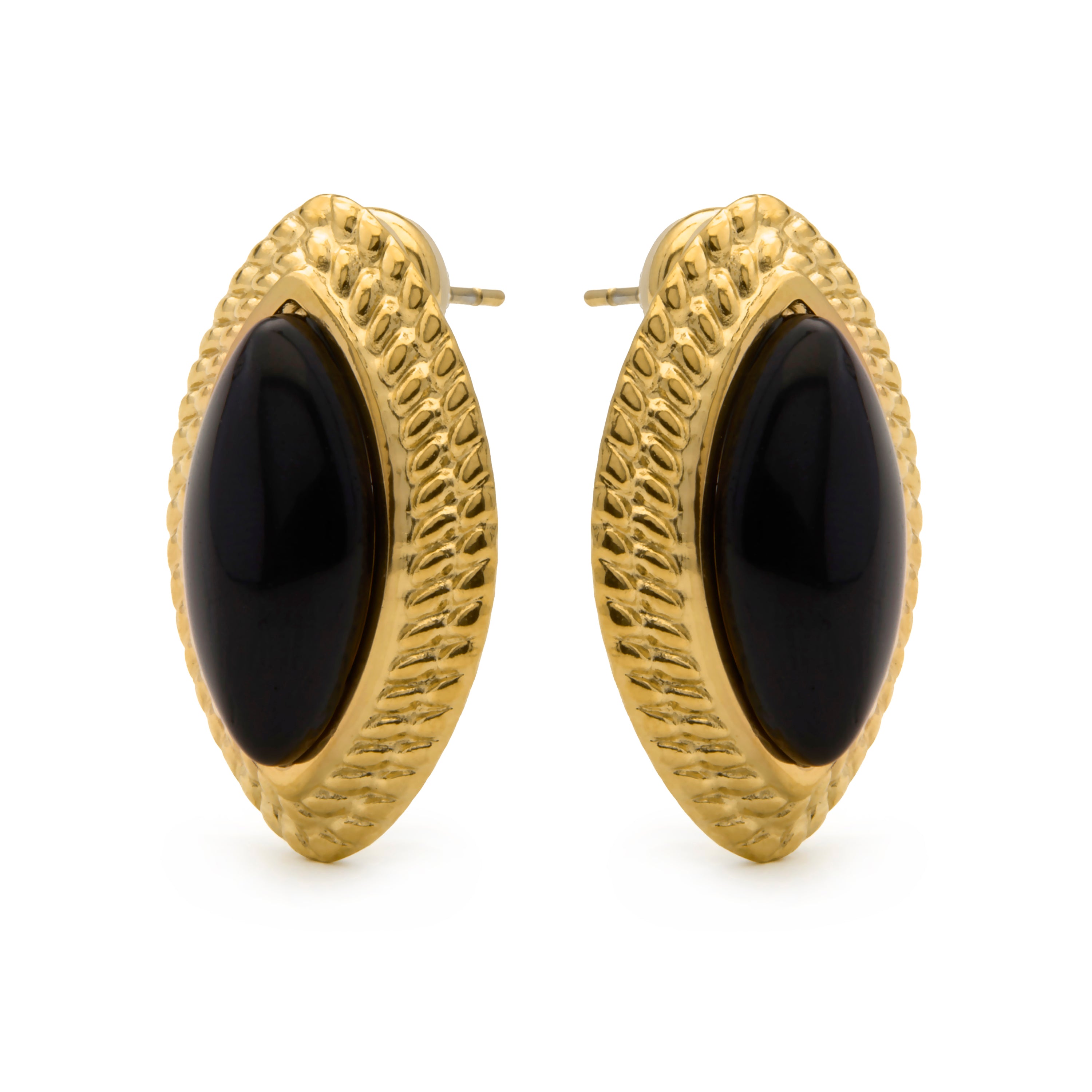 Pendientes de Cristal Negro acabado en oro amarillo 18k - Fario