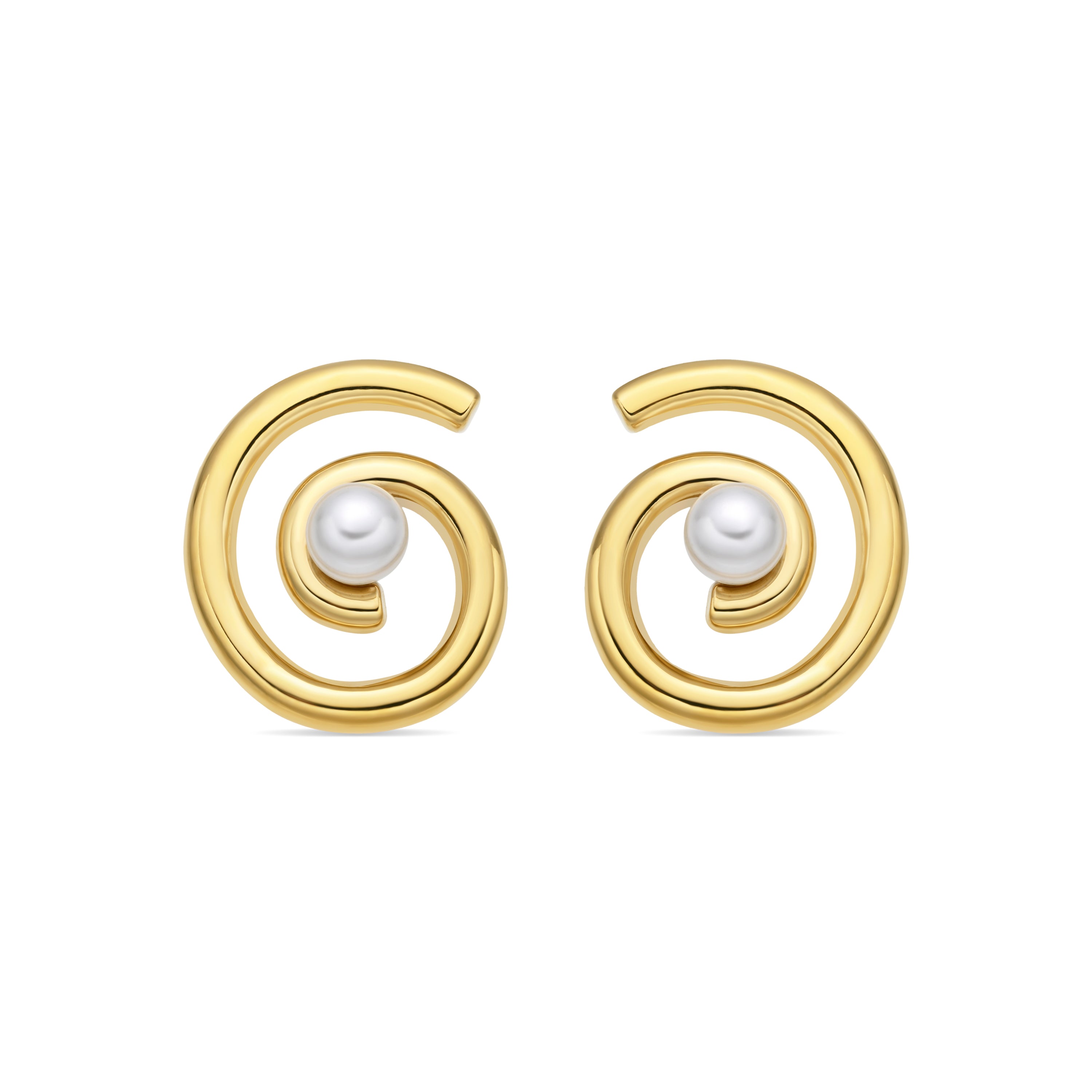 Pendientes de Perla Blanca acabado en oro amarillo 18k - Phisla