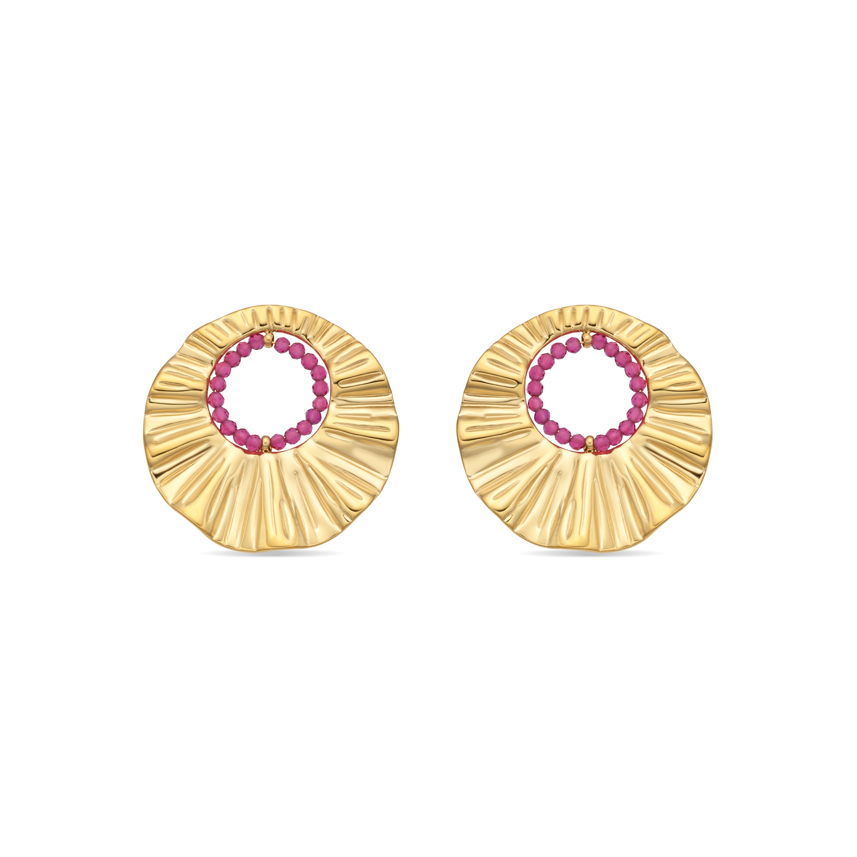 Pendientes de Circonita Granate acabado en oro amarillo 18k - Thaya