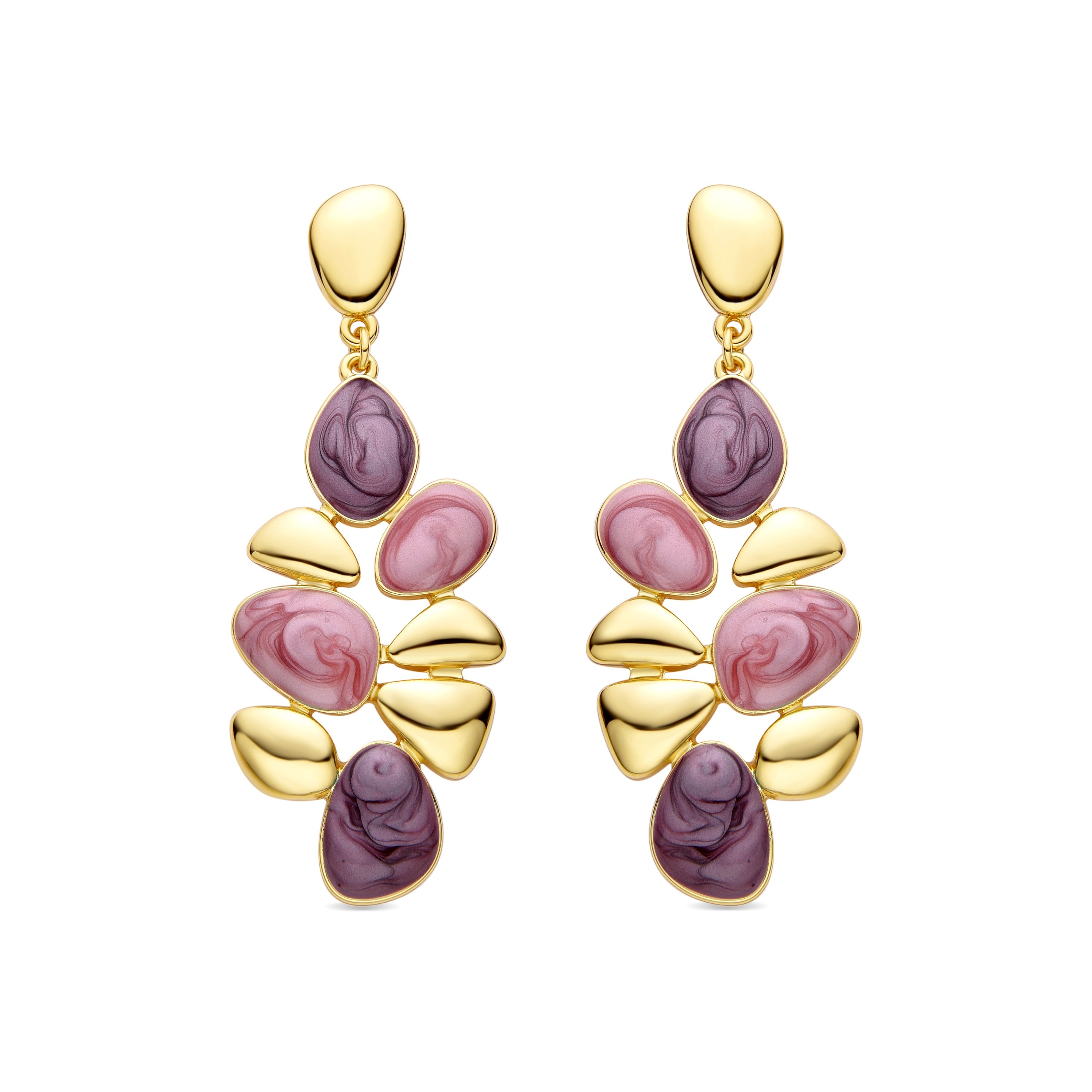 Pendientes de Resina Violeta acabados en oro amarillo 18K - Nortul
