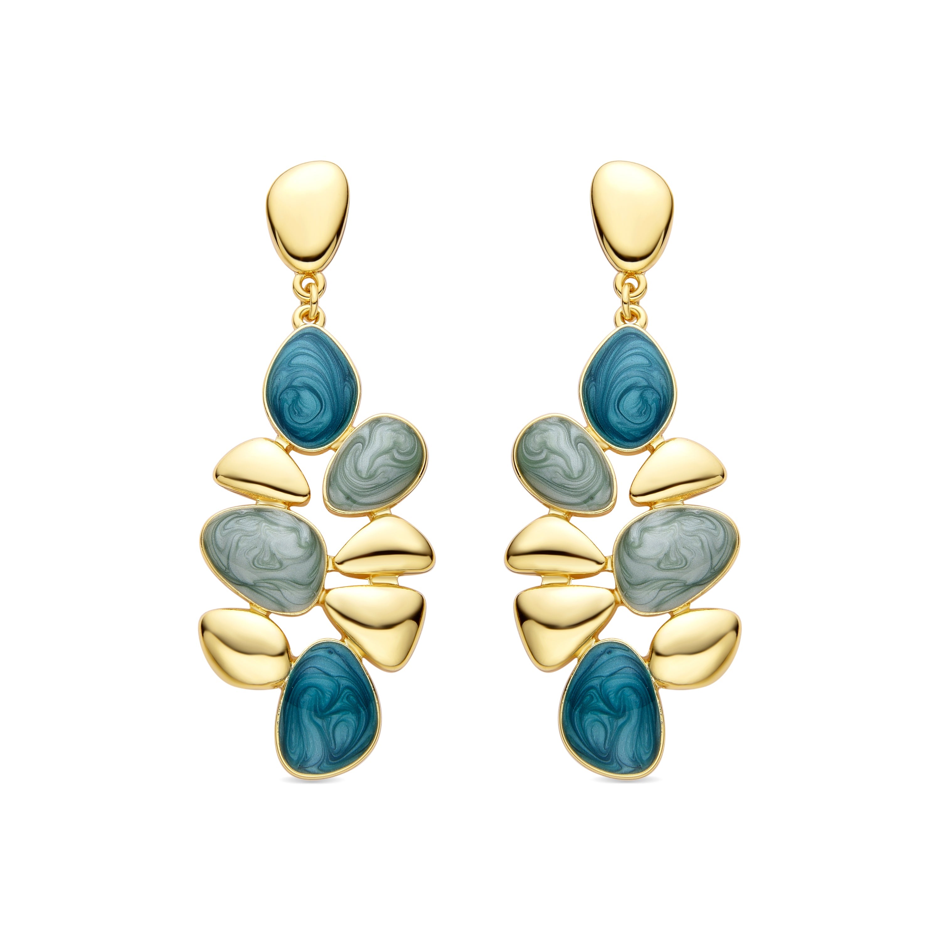 Pendientes de Resina Verde acabados en oro amarillo 18K - Nortul