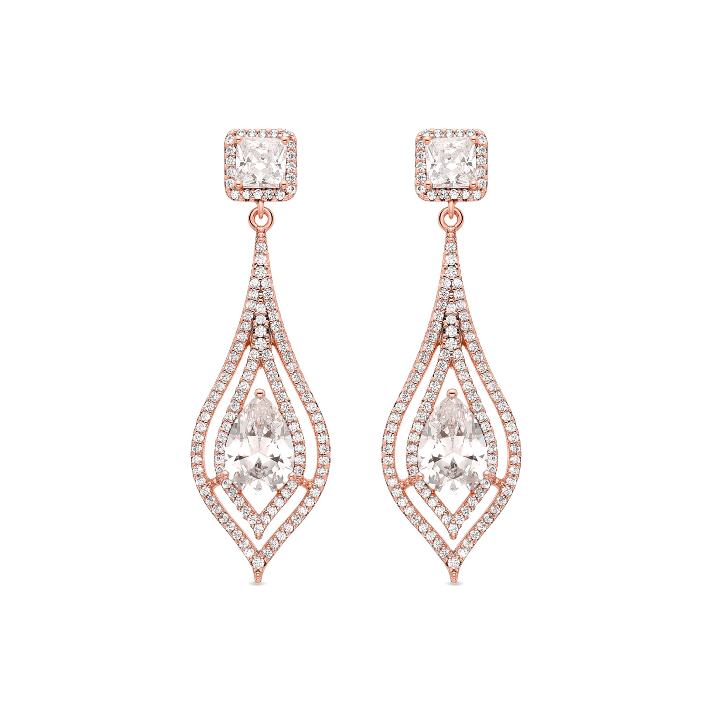 Pendientes con Circonita Brillante acabados en oro amarillo 18K - Yigru