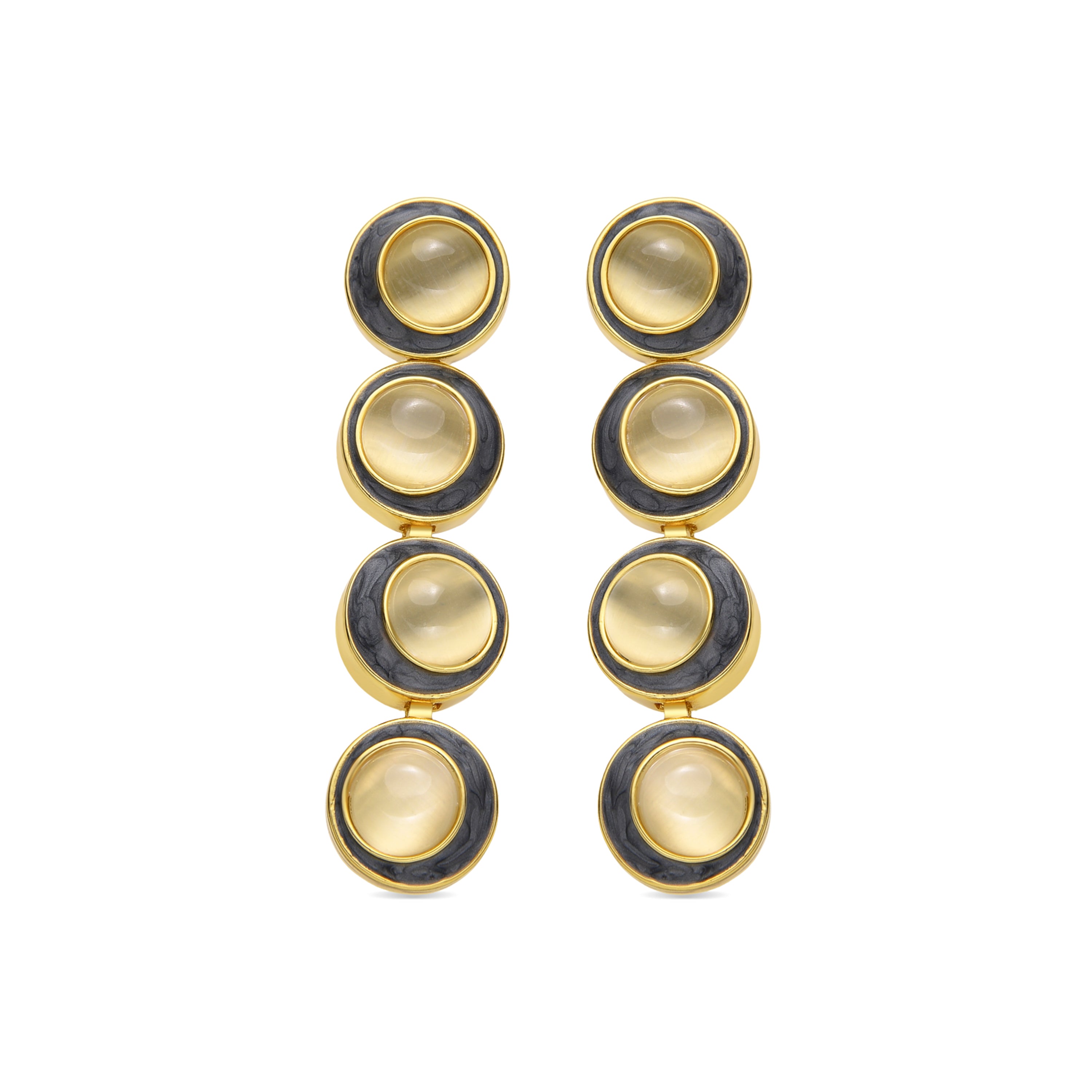 Pendientes con Ojo de Gato acabado oro 18k - Nawil