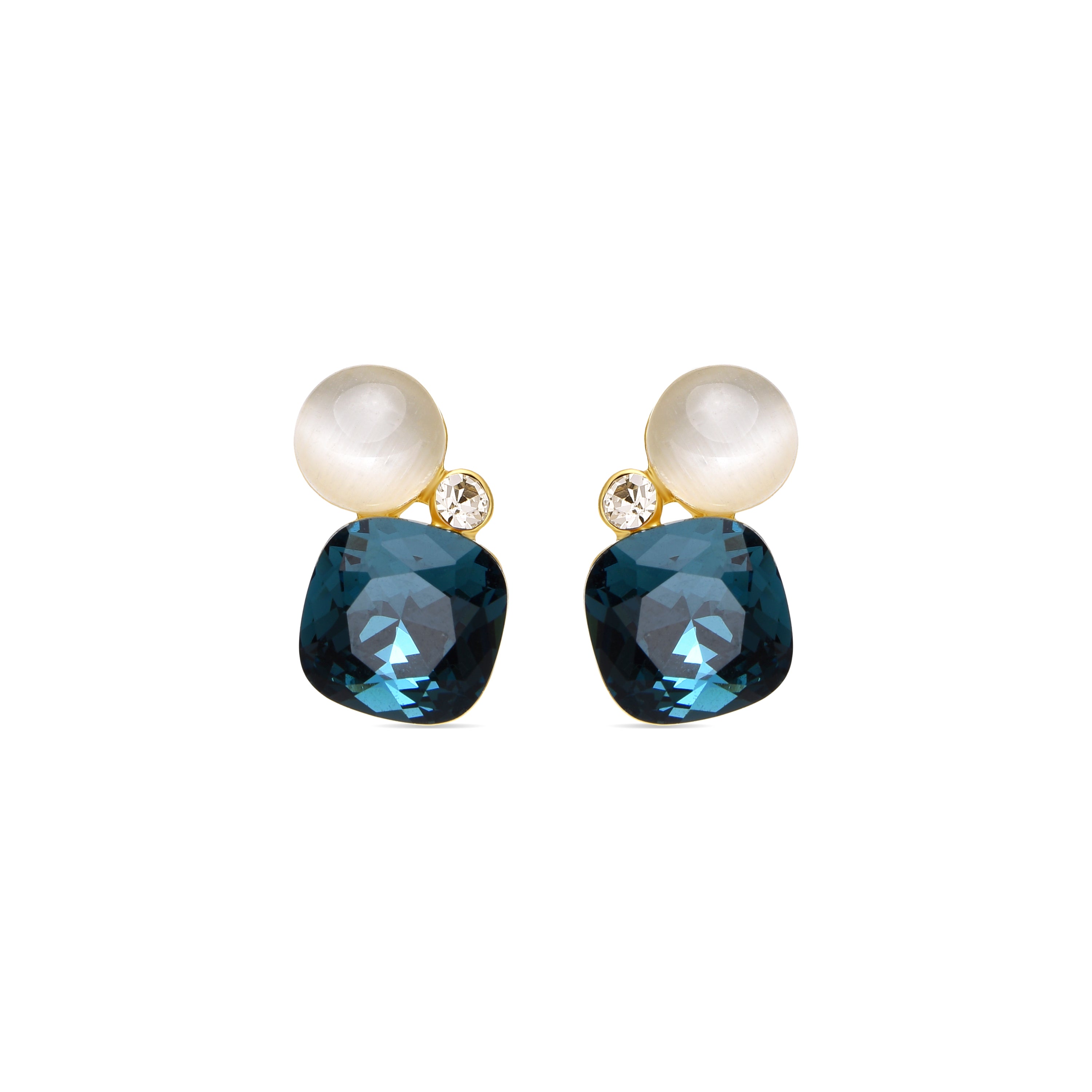 Pendientes con Ojo de Gato acabado oro 18k - Sitla