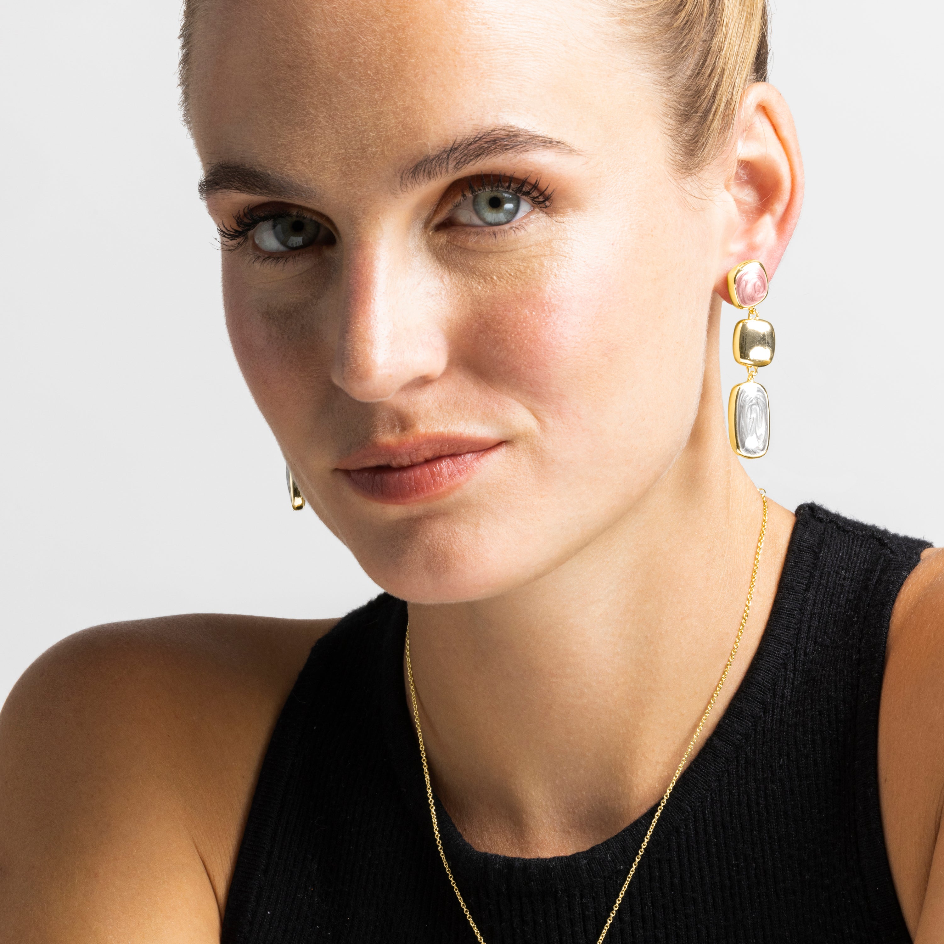 Pendientes con Lacado Multicolor acabado oro 18k - Laido