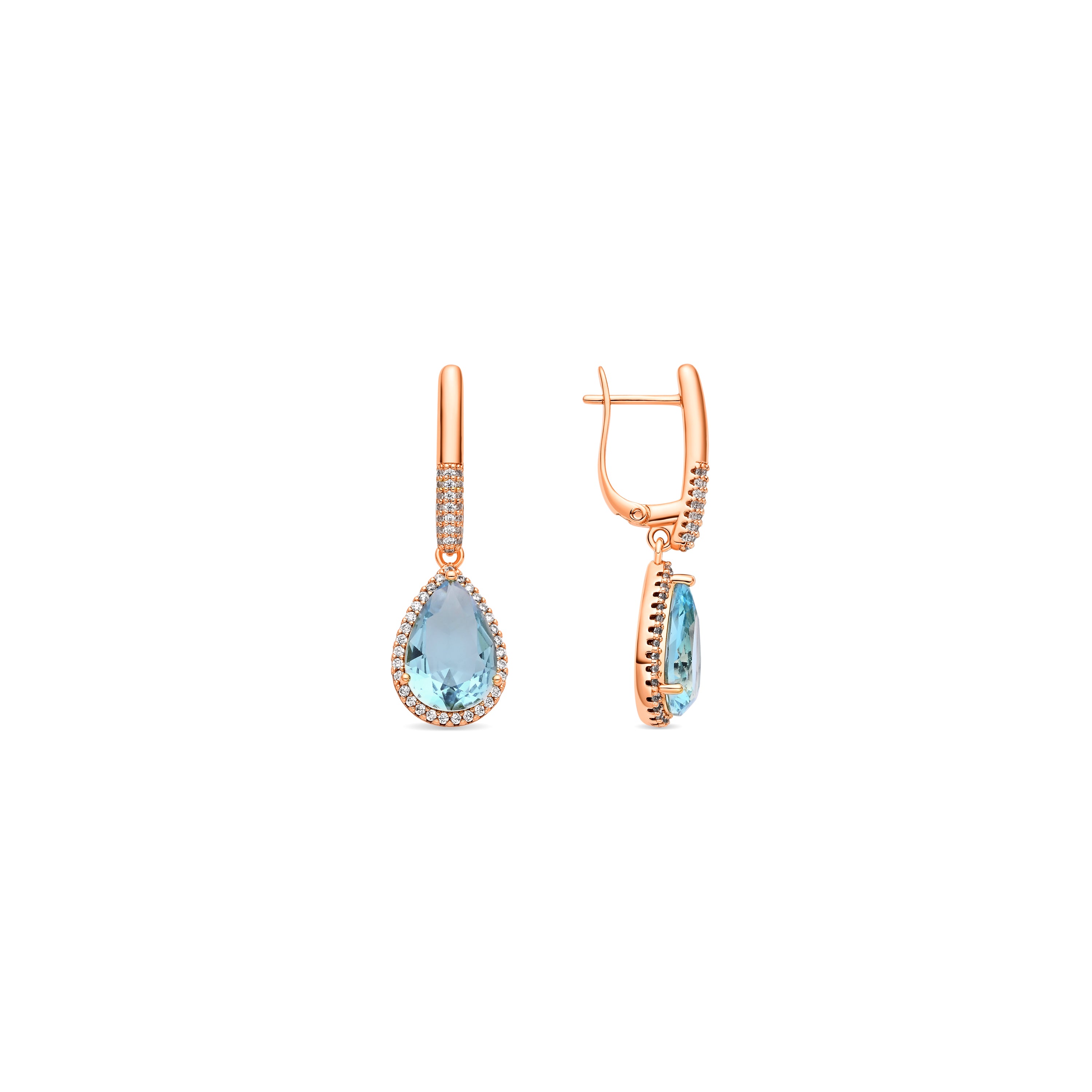 Pendientes de Circonita Aguamarina acabado en oro amarillo de 18k - Dota