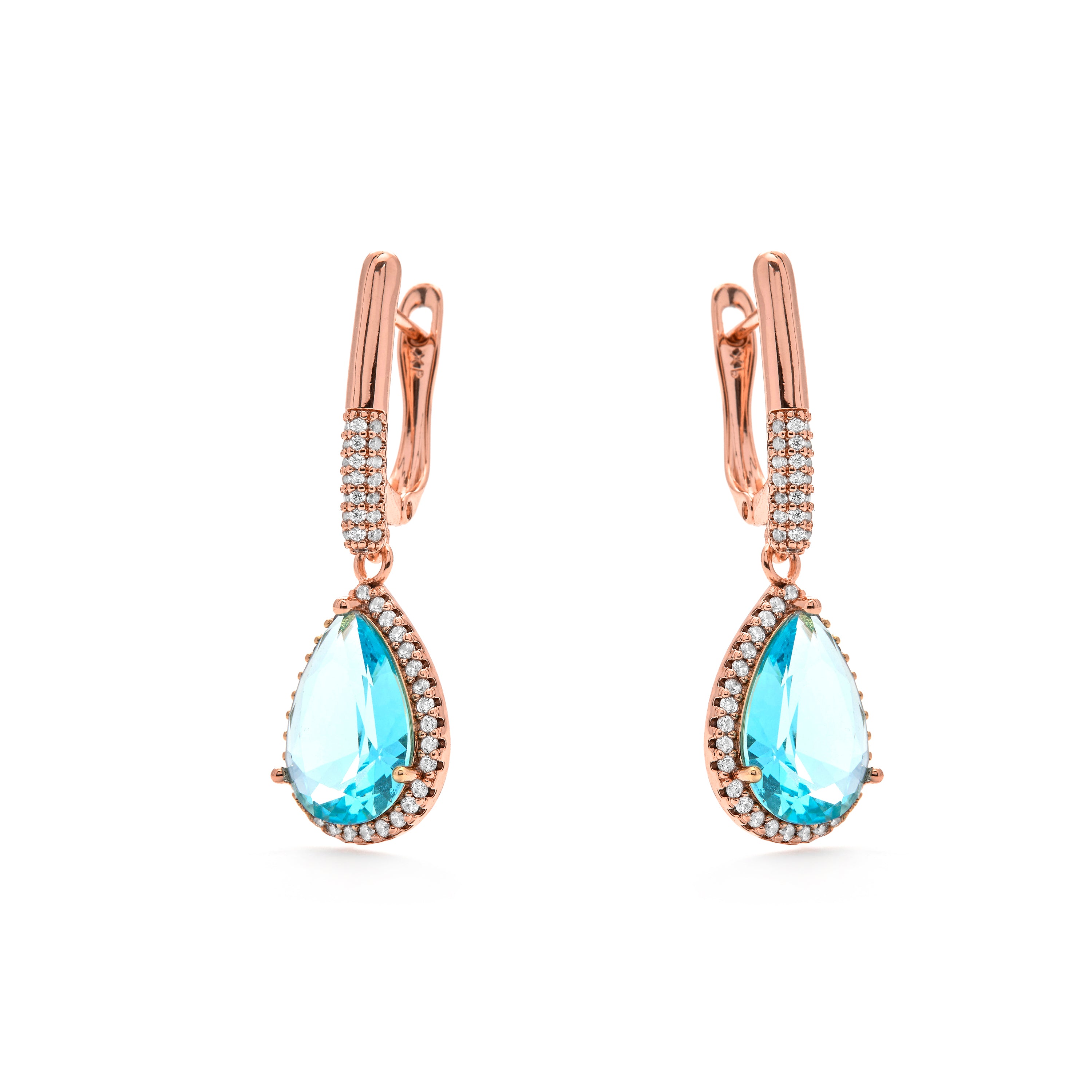 Pendientes de Circonita Aguamarina acabado en oro amarillo de 18k - Dota