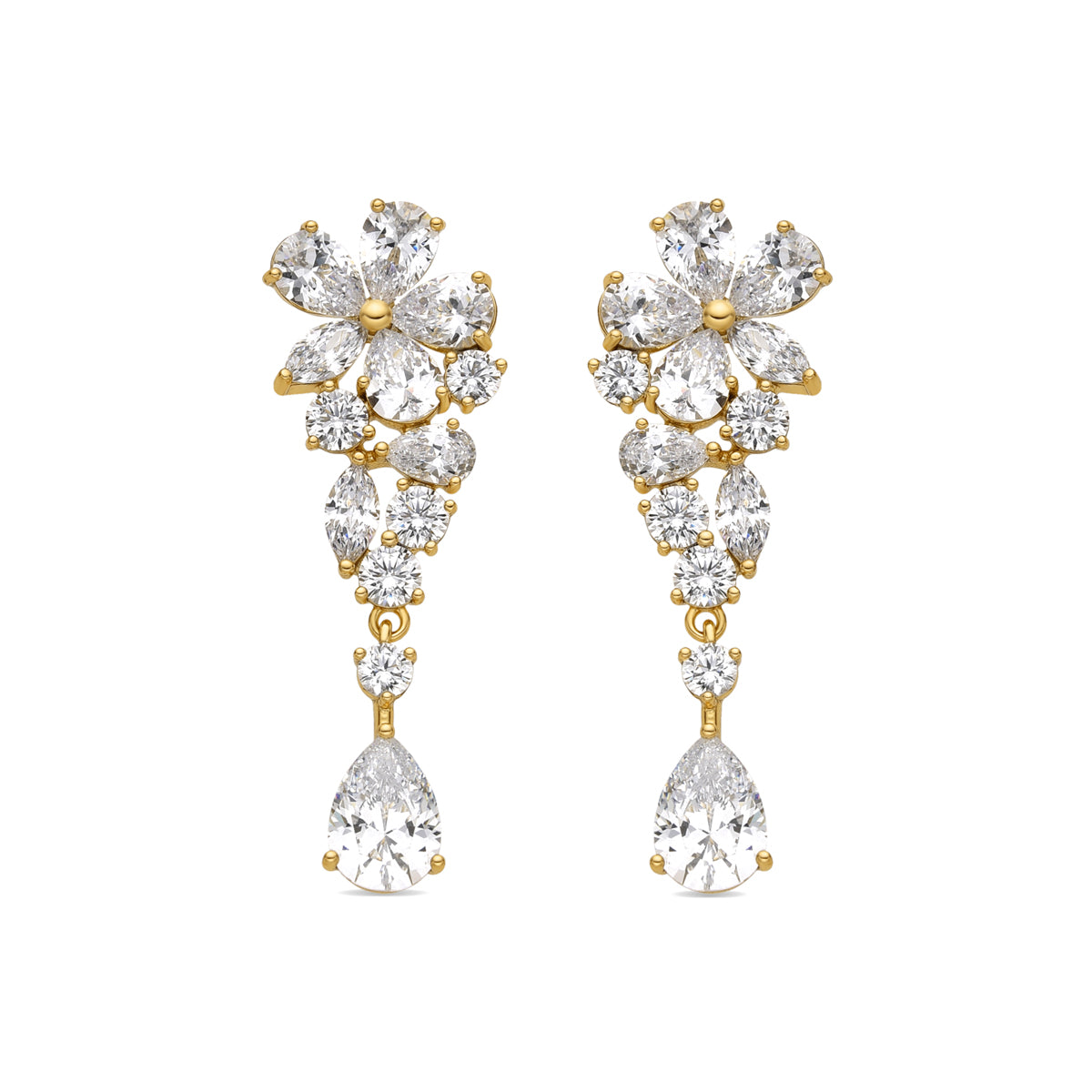 Pendientes con Circonita Brillante acabado oro 18k - Snesy