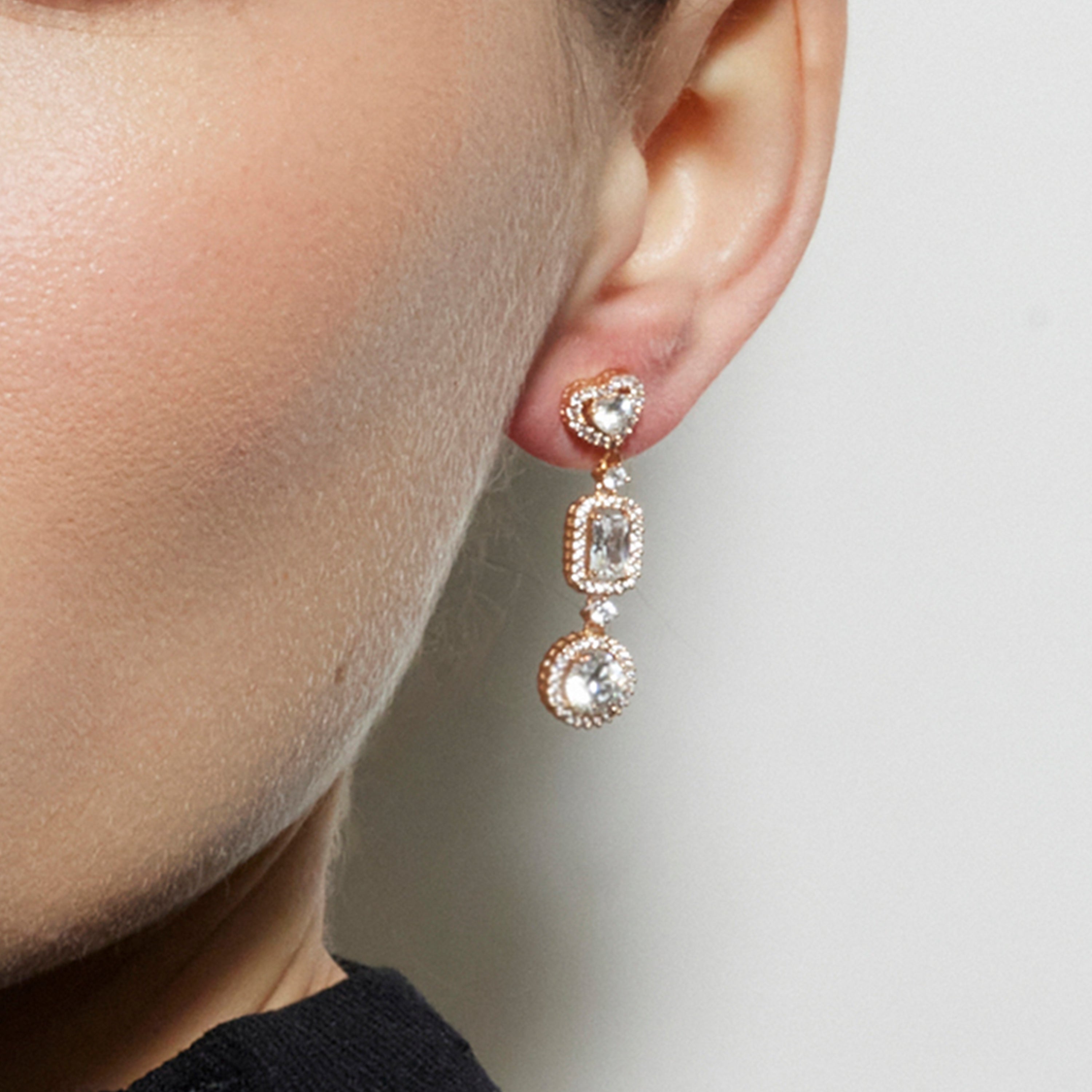 Pendientes con Circonita Brillante acabado oro 18k - Tedan