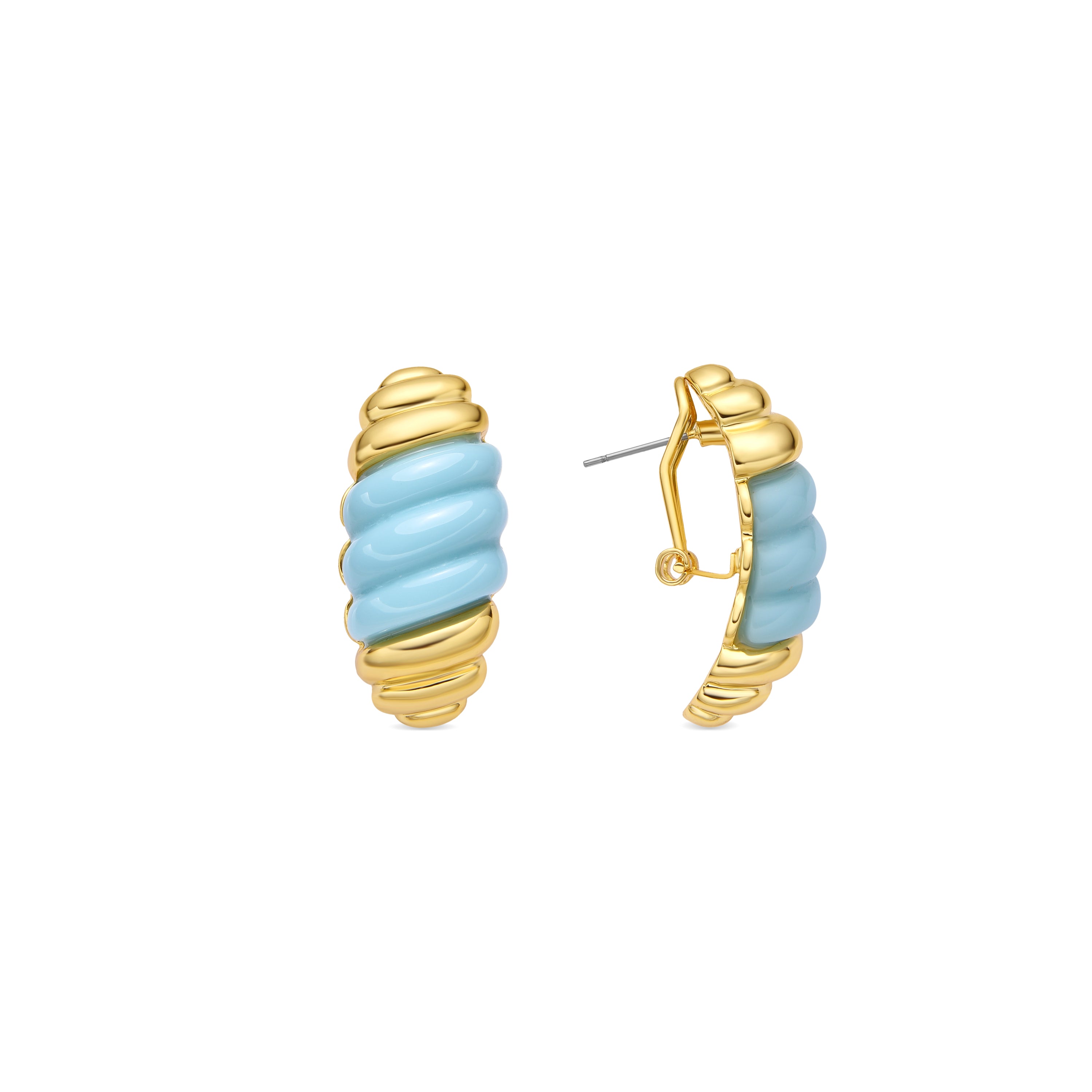 Pendientes acabado oro amarillo de 18k y Resina Azul - Rawil