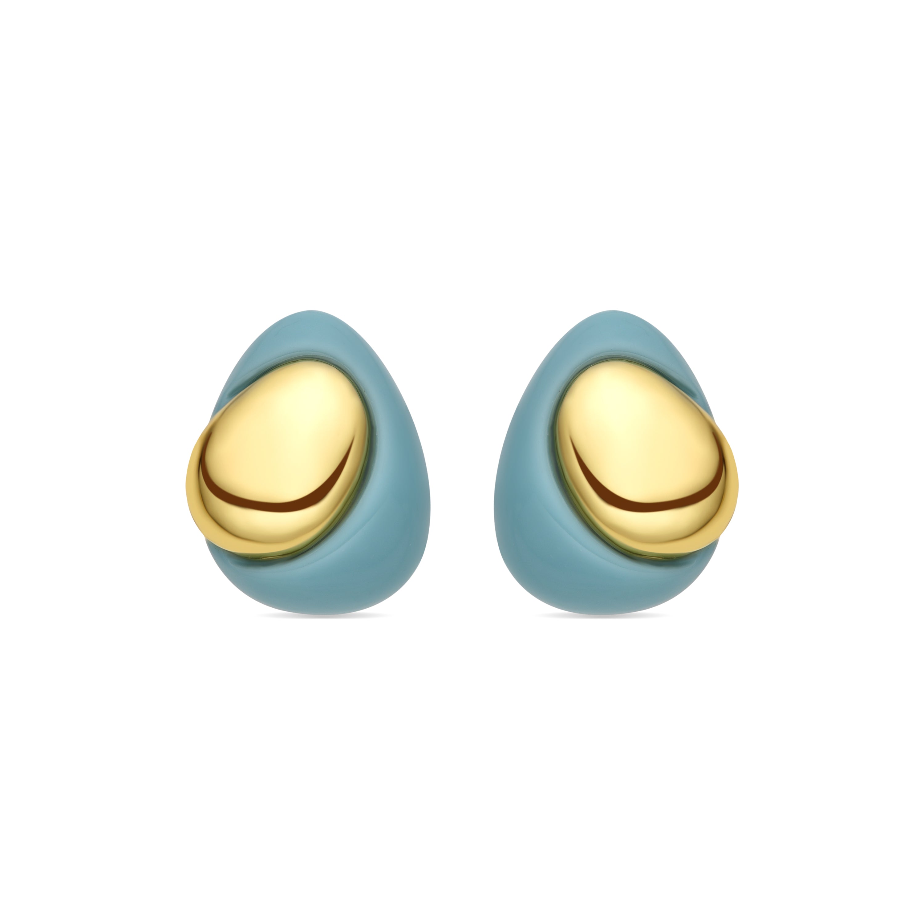 Pendientes acabado oro amarillo de 18k y Resina Azul - Jidun