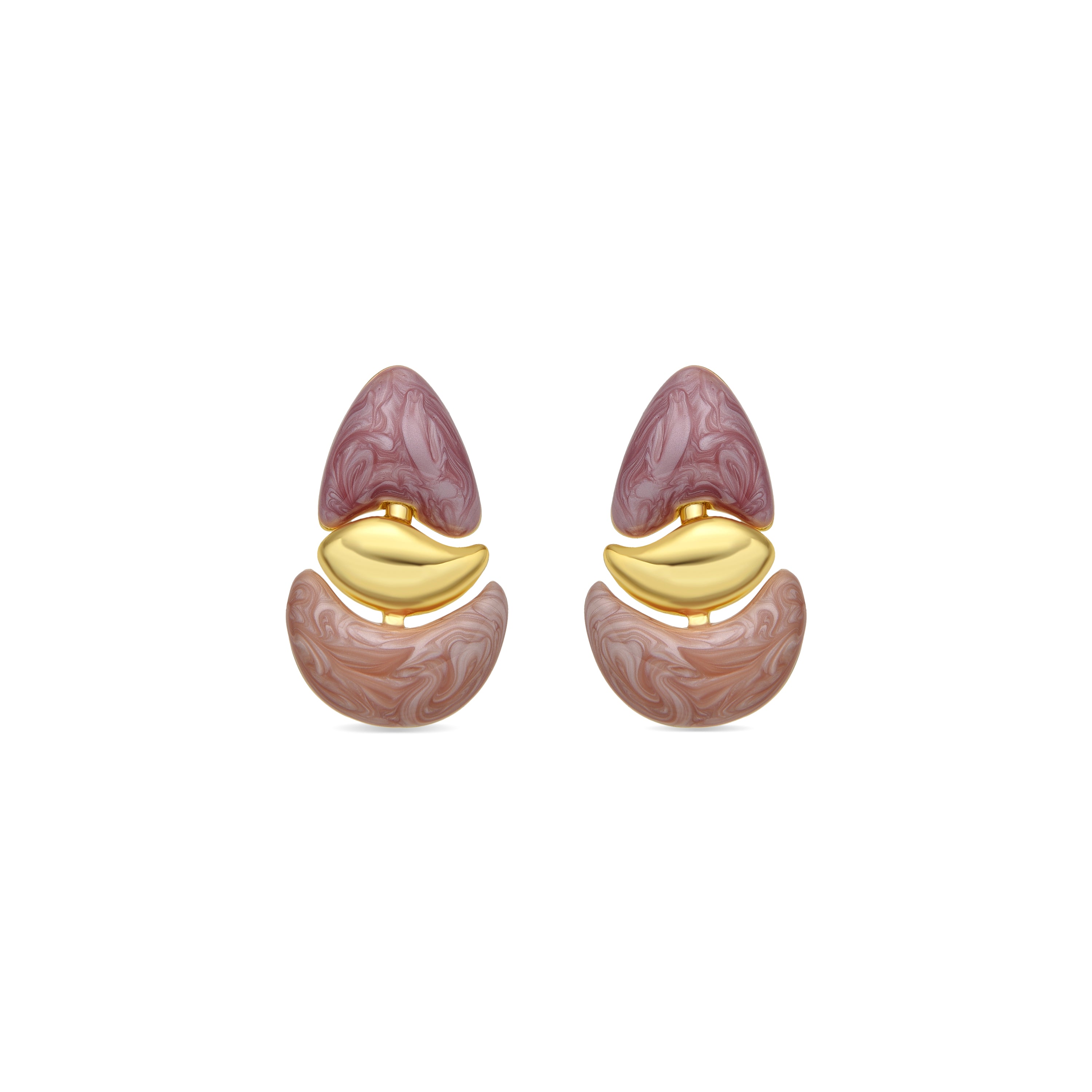 Pendientes acabado oro amarillo de 18k y Lacado Fucsia - Ismaly