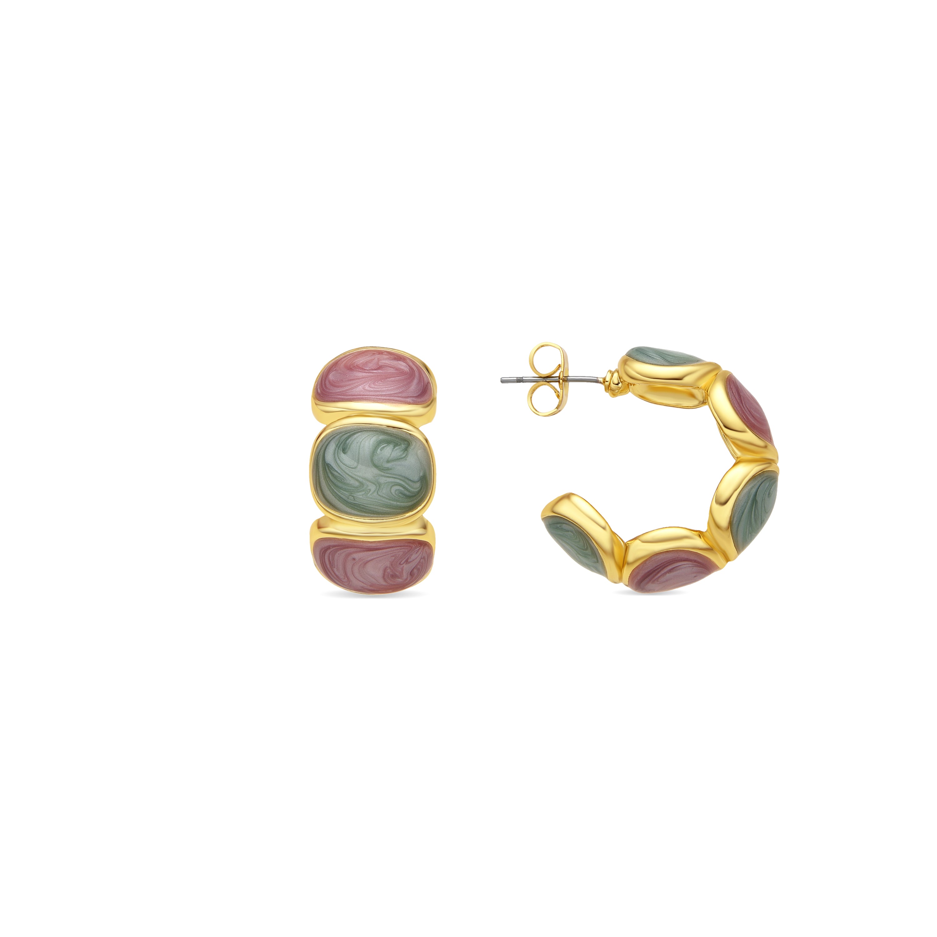 Pendientes acabado oro amarillo de 18k y Lacado Multicolor - Tydra