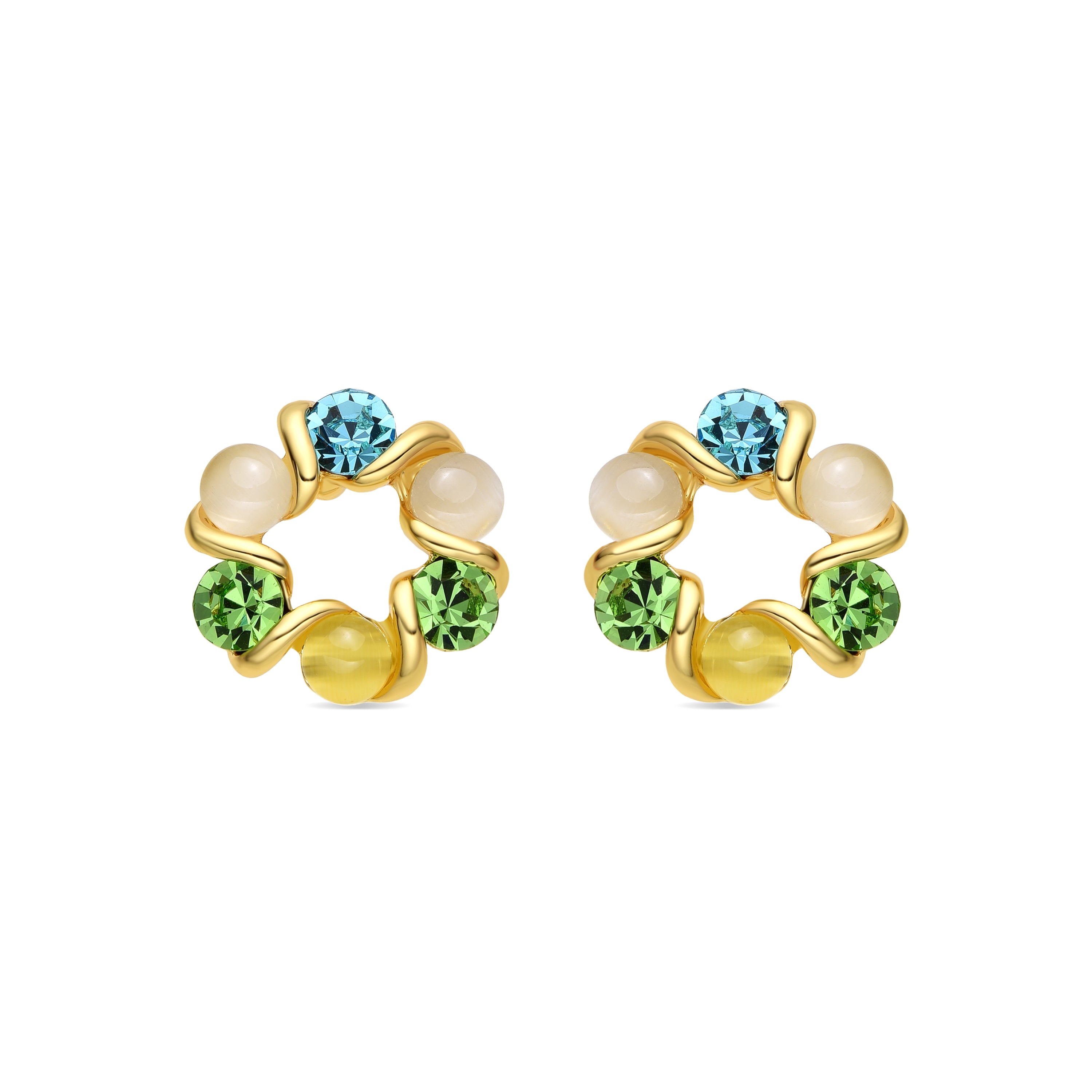 Pendientes acabado oro amarillo de 18k y Cristal Multicolor - Lonzara