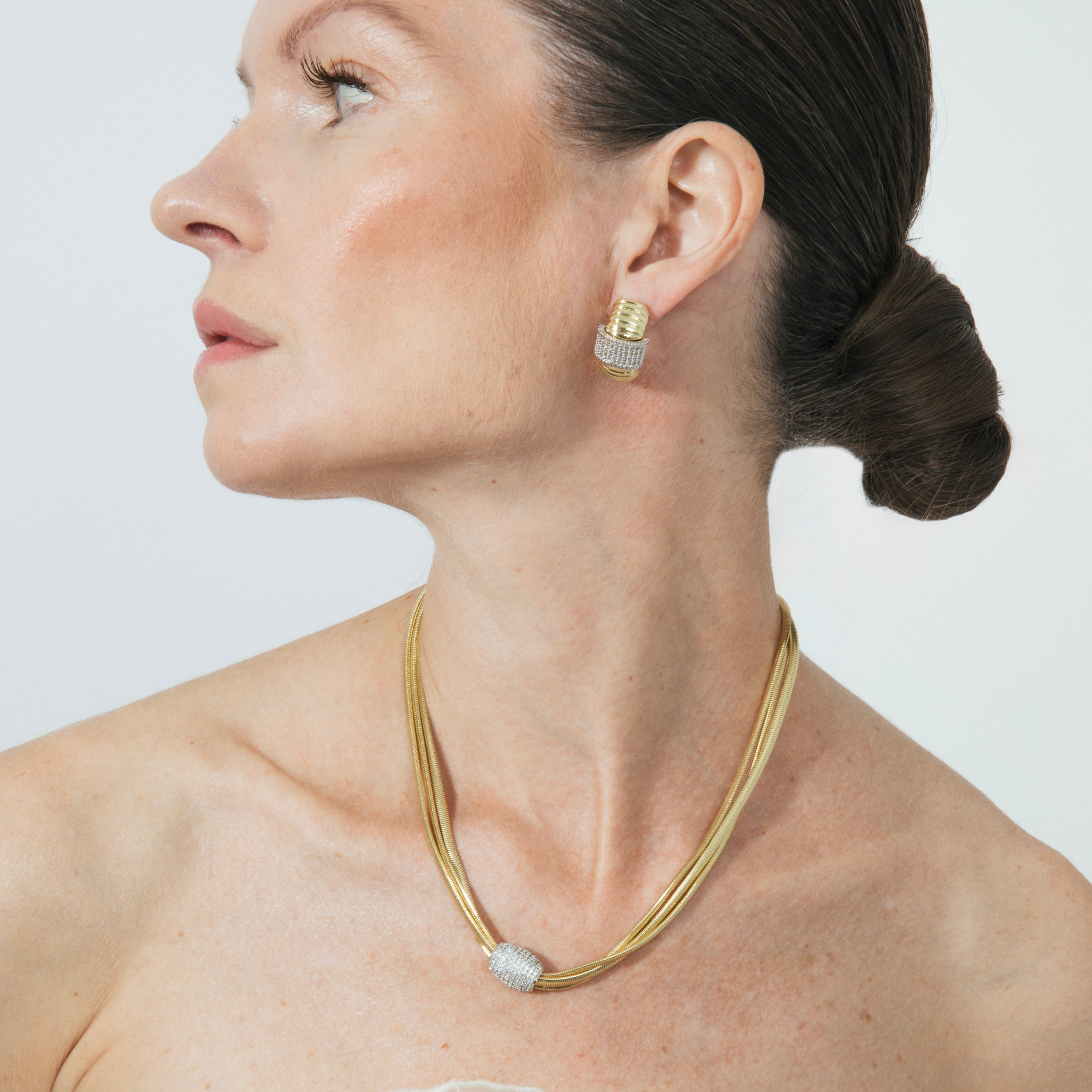 Pendientes de Circonita Brillante acabado en oro amarillo 18k - Lakso