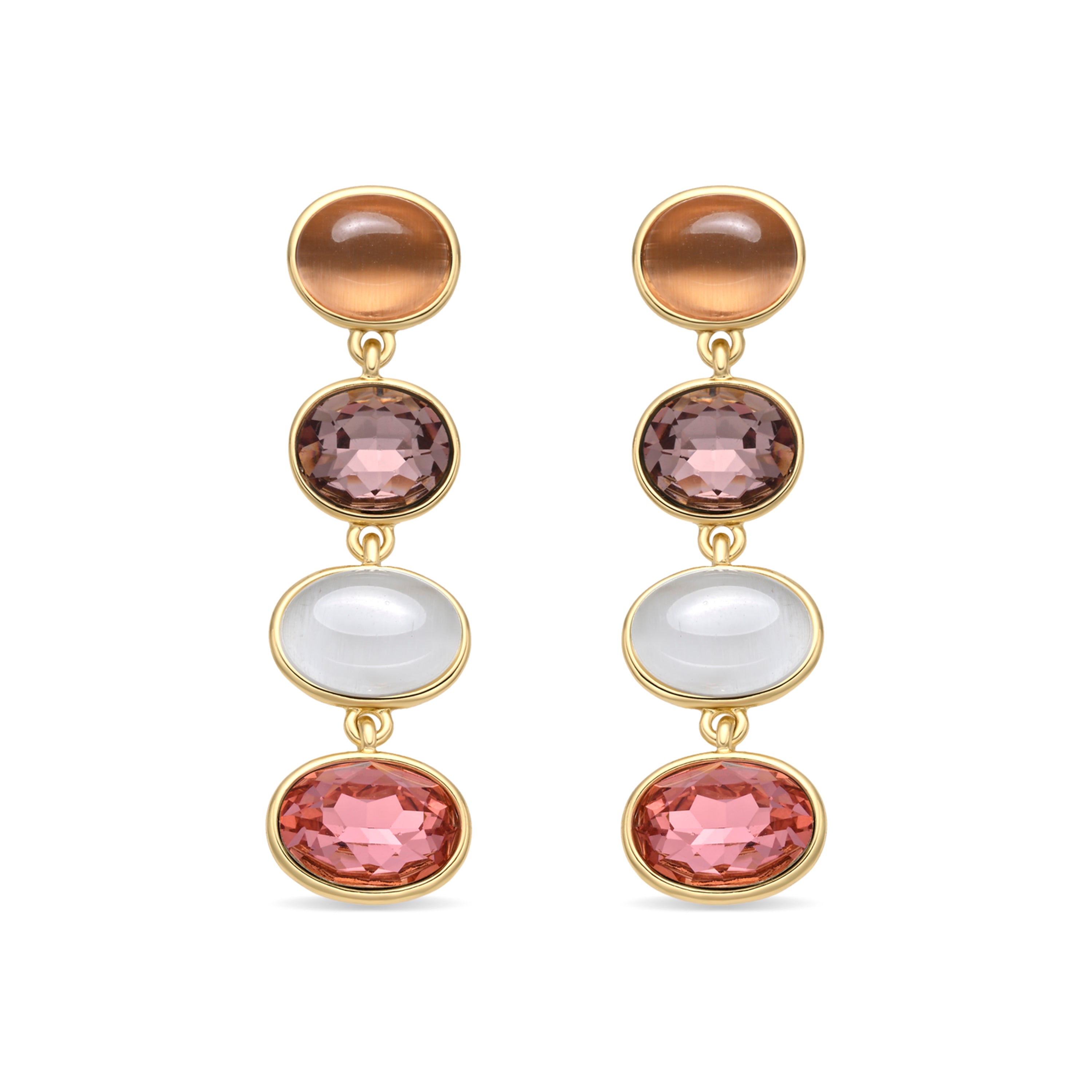 Pendientes de Cuarzo Hidrotermal Multicolor acabado en oro amarillo 18k - Gadna