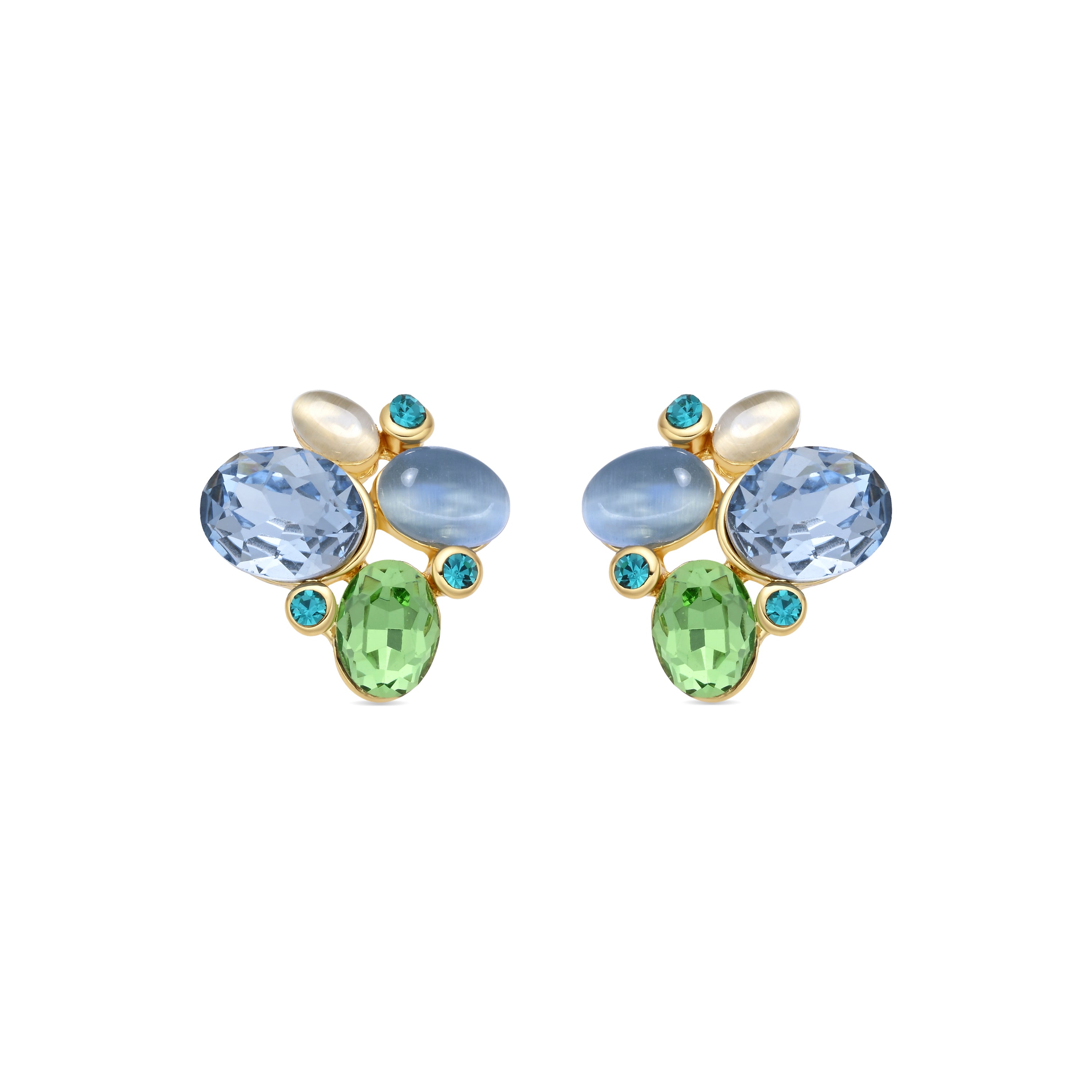 Pendientes de Ojo de Gato Azul acabado en oro amarillo 18k - Zalima