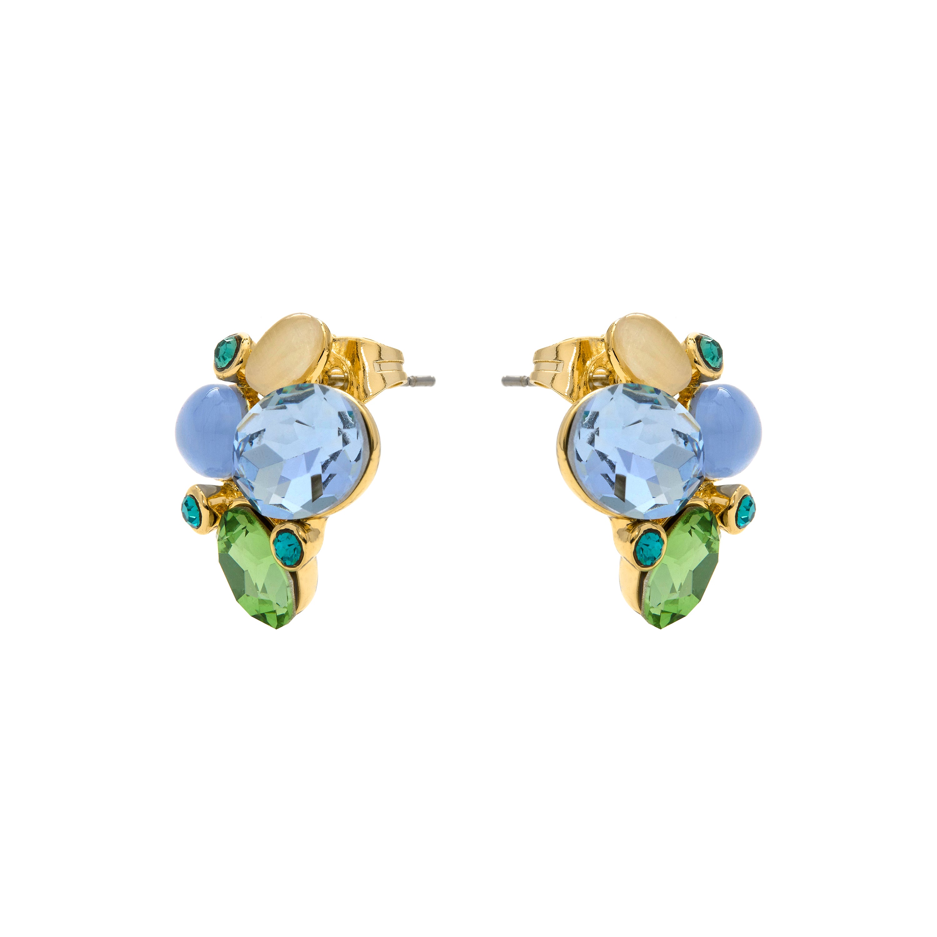 Pendientes de Ojo de Gato Azul acabado en oro amarillo 18k - Zalima