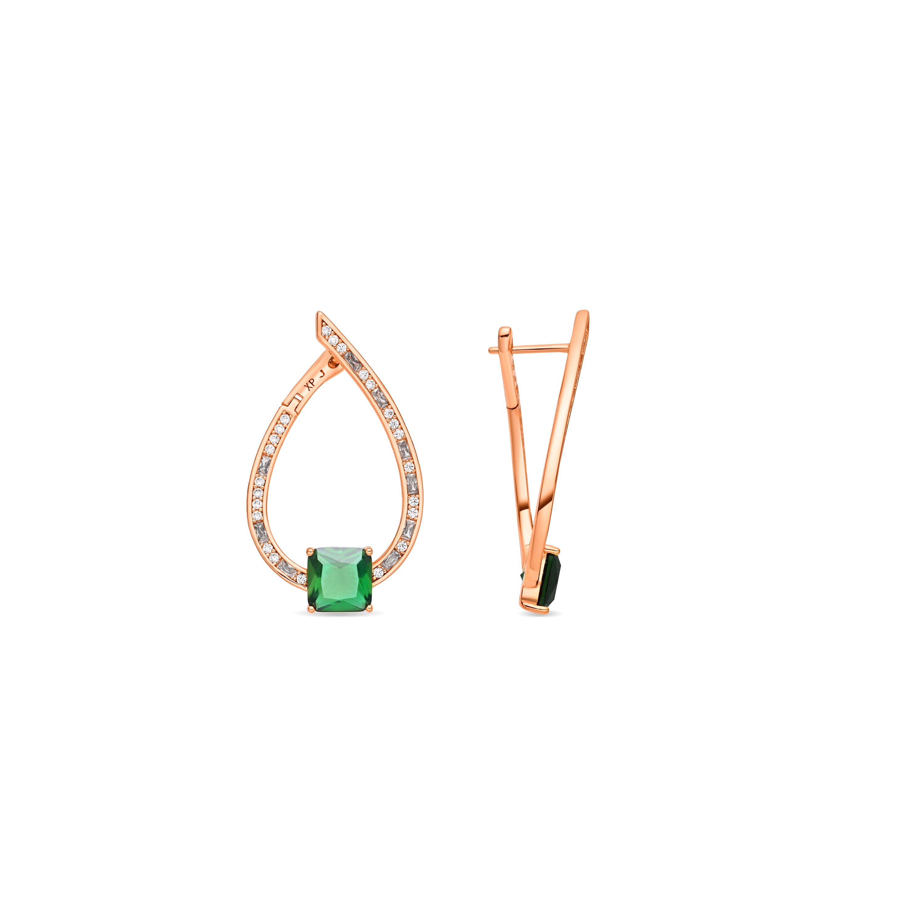 Pendientes de Circonita Esmeralda acabado en oro amarillo de 18k - Shuasin