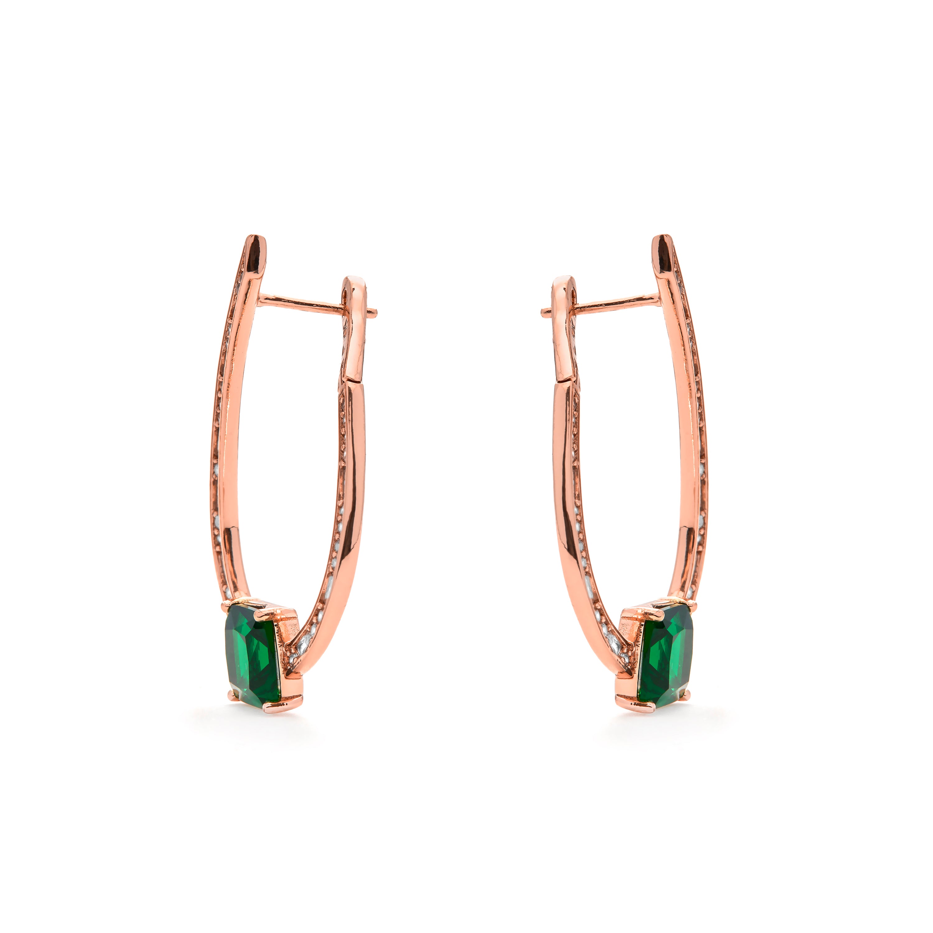 Pendientes de Circonita Esmeralda acabado en oro amarillo de 18k - Shuasin
