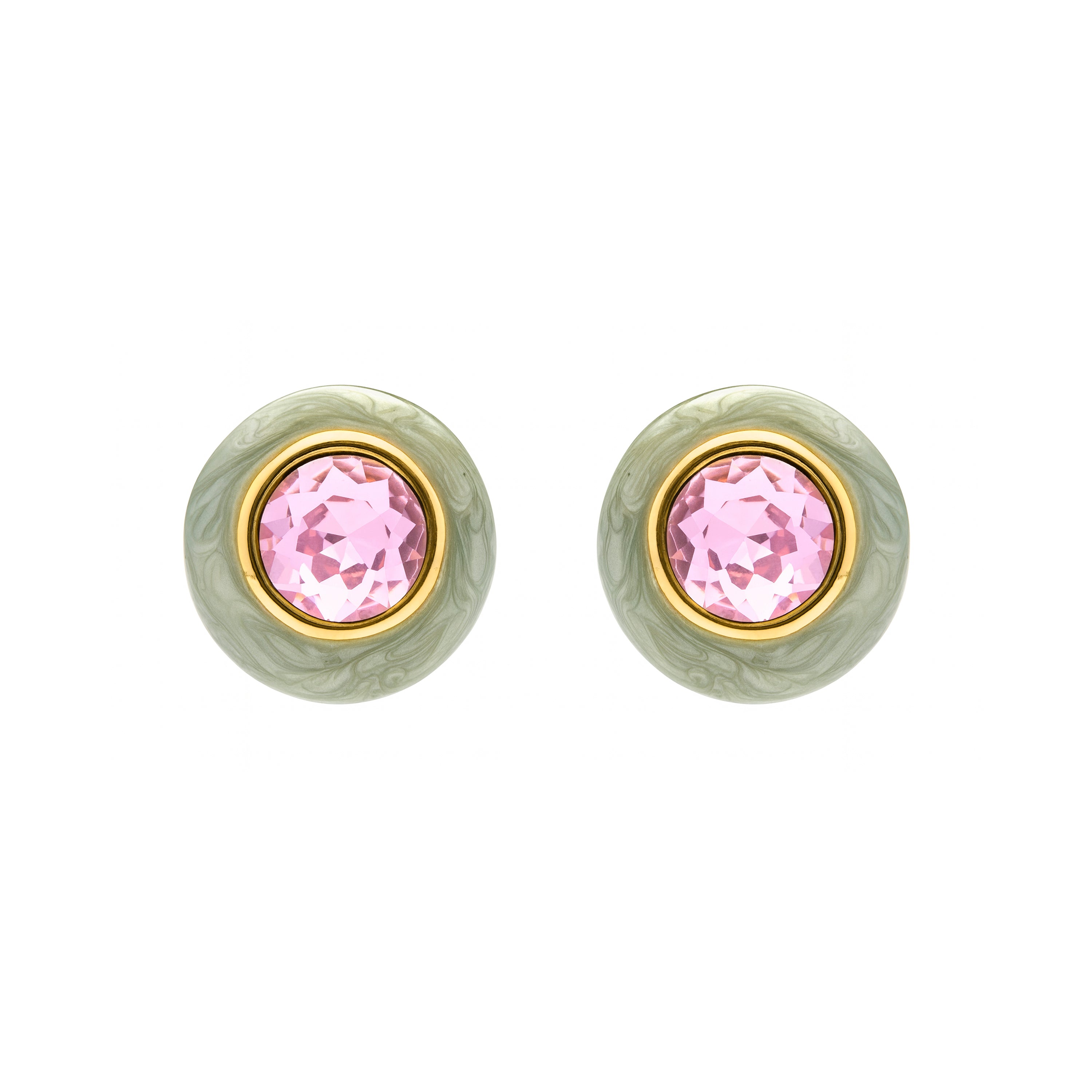 Pendientes de Circonita Rosa acabado en oro amarillo 18k - Lorder