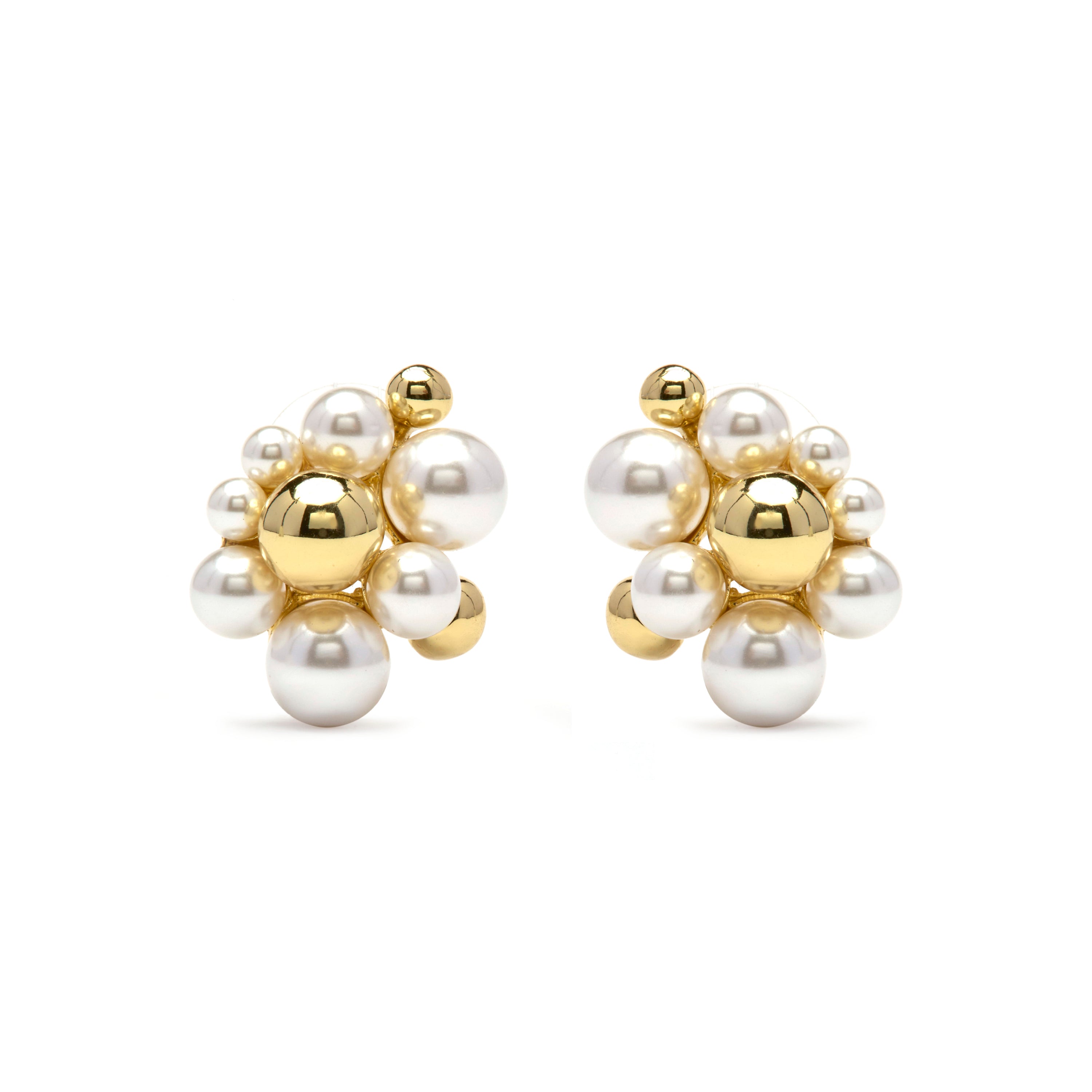 Pendientes de Perla Blanca acabado en oro amarillo 18k - Jenrak