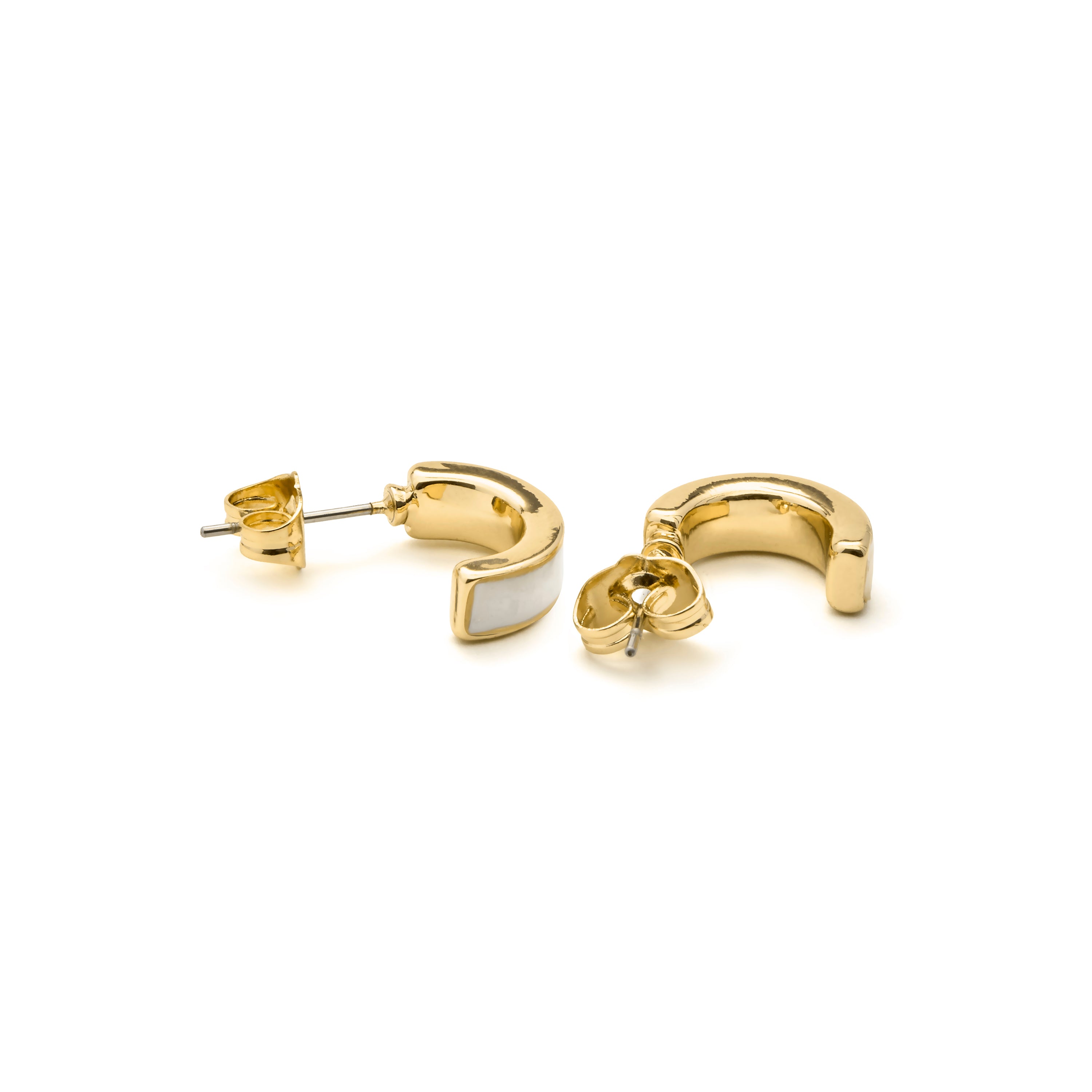 Pendientes de Madreperla Blanca acabado en oro amarillo 18k - Simo