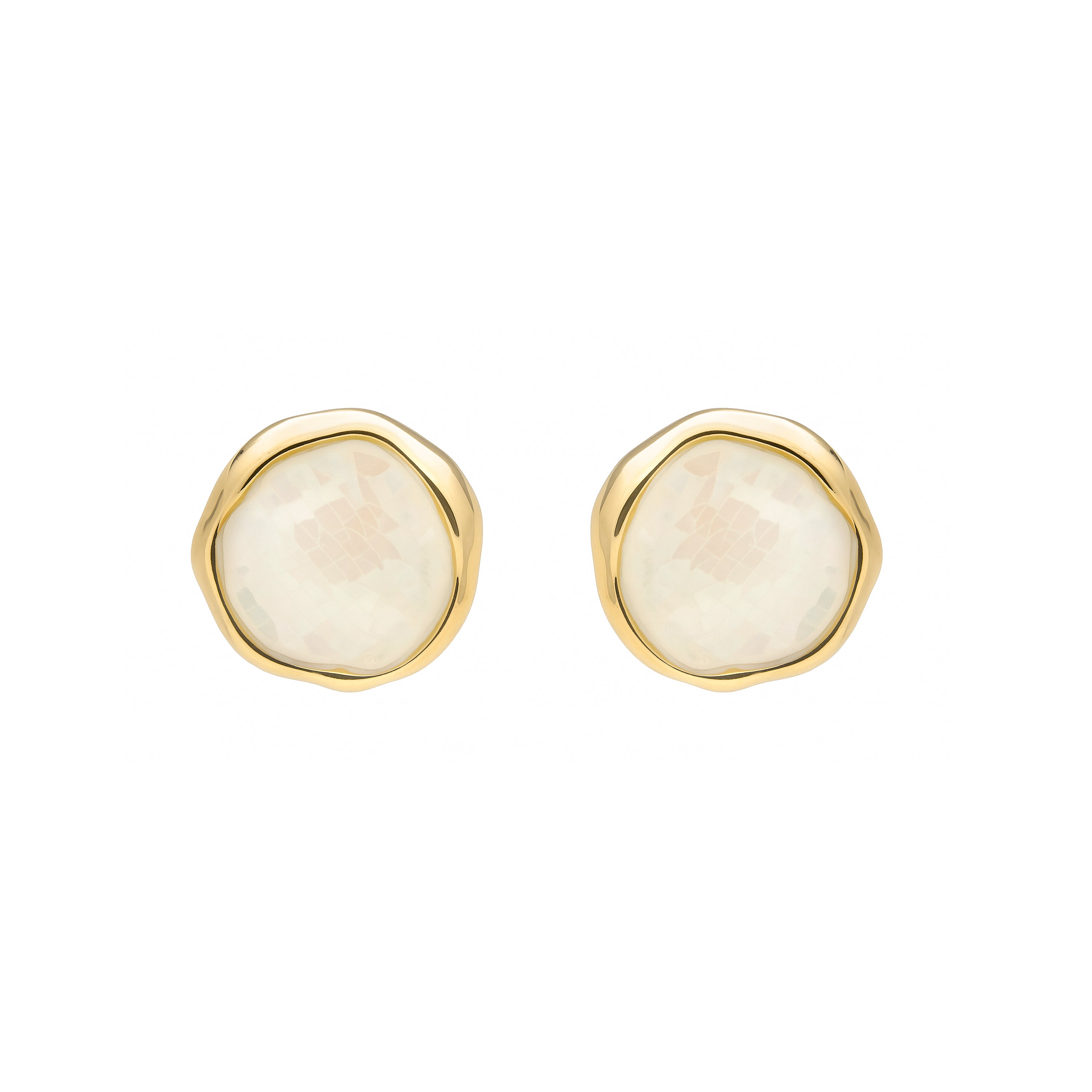 Pendientes de Madreperla Blanca acabado en oro amarillo 18k - Angas