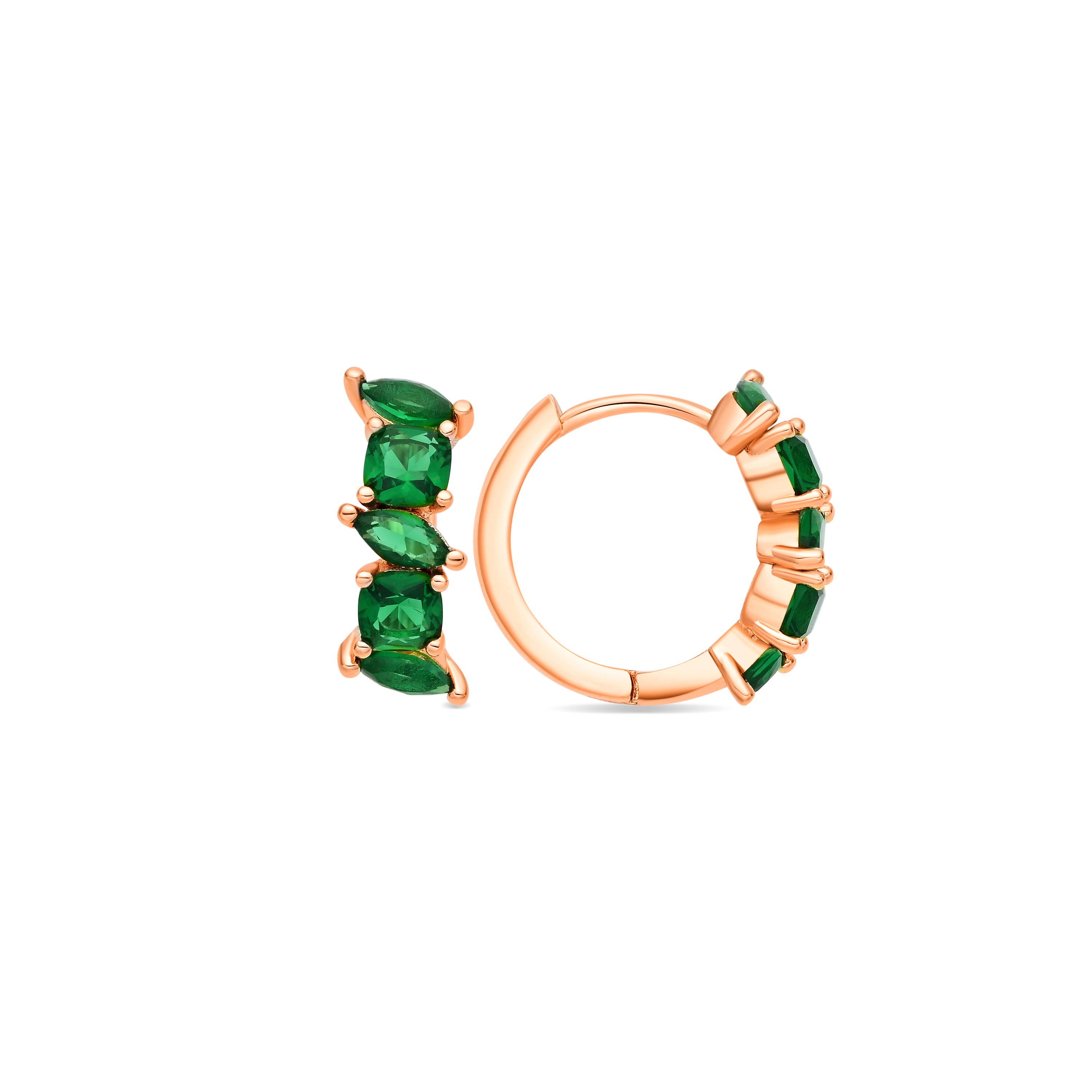 Pendientes de Circonita Esmeralda acabado en oro amarillo de 18k - Arose