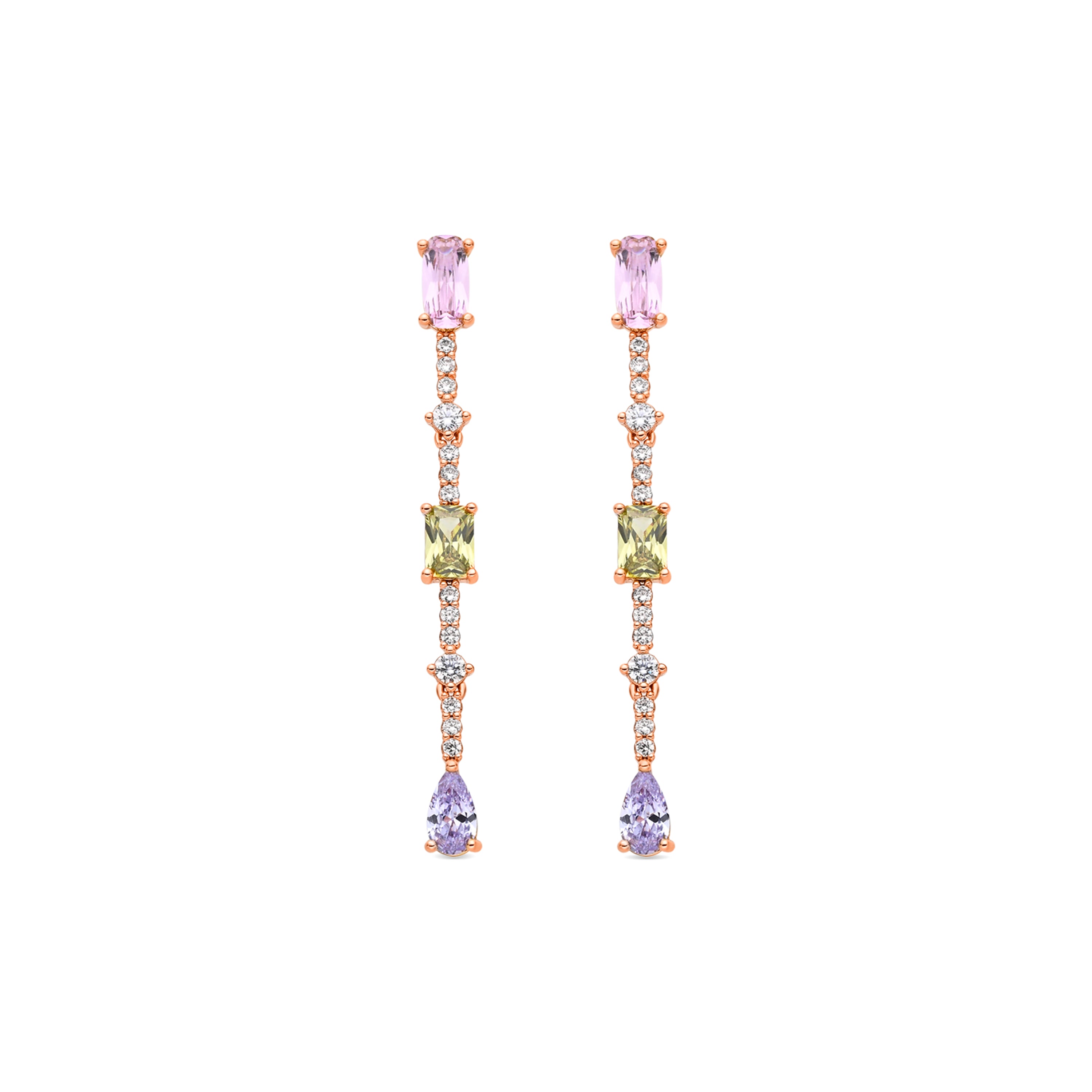 Pendientes de Circonita Multicolor acabado en oro amarillo de 18k - Ziadru