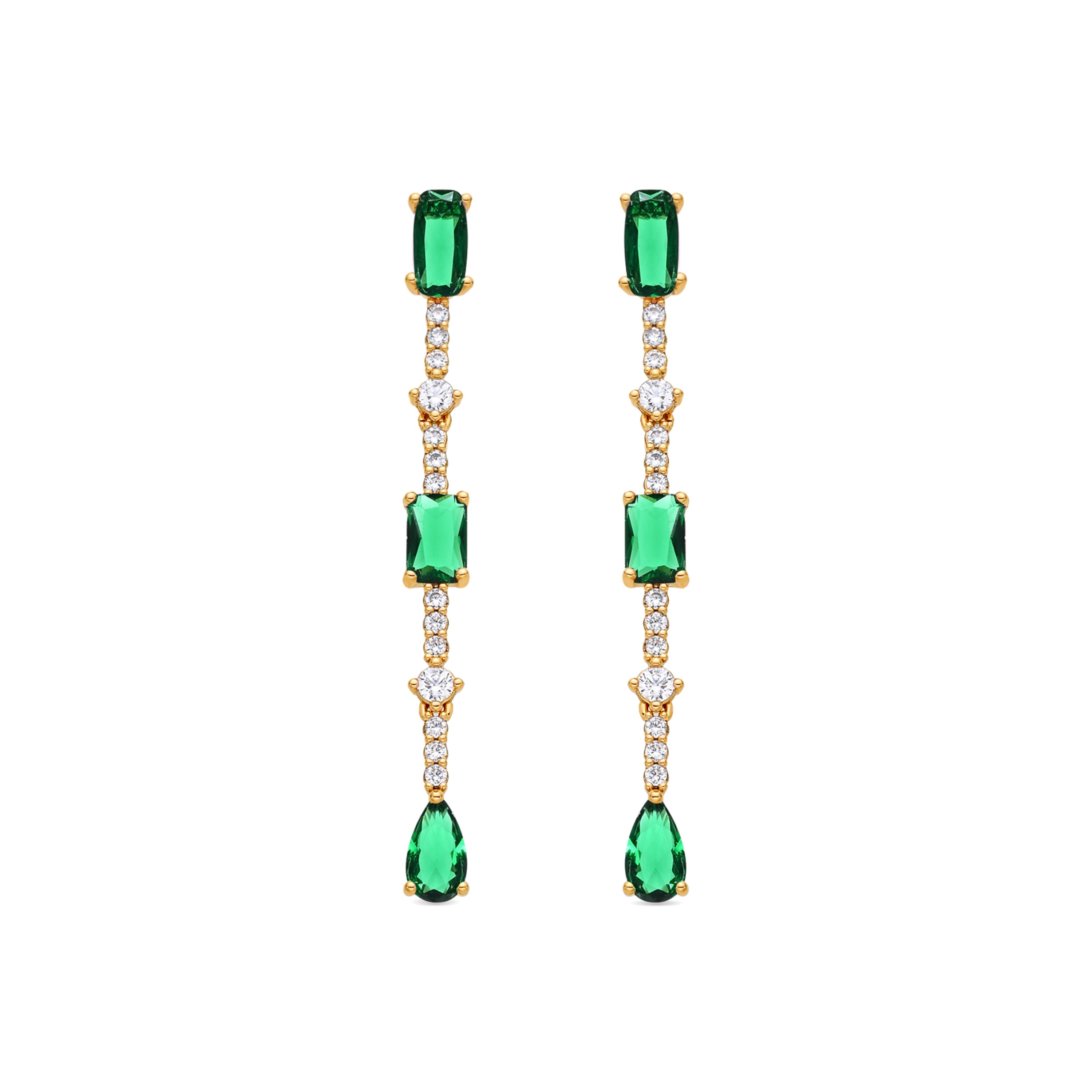 Pendientes de Circonita Esmeralda acabado en oro amarillo de 18k - Ziadru