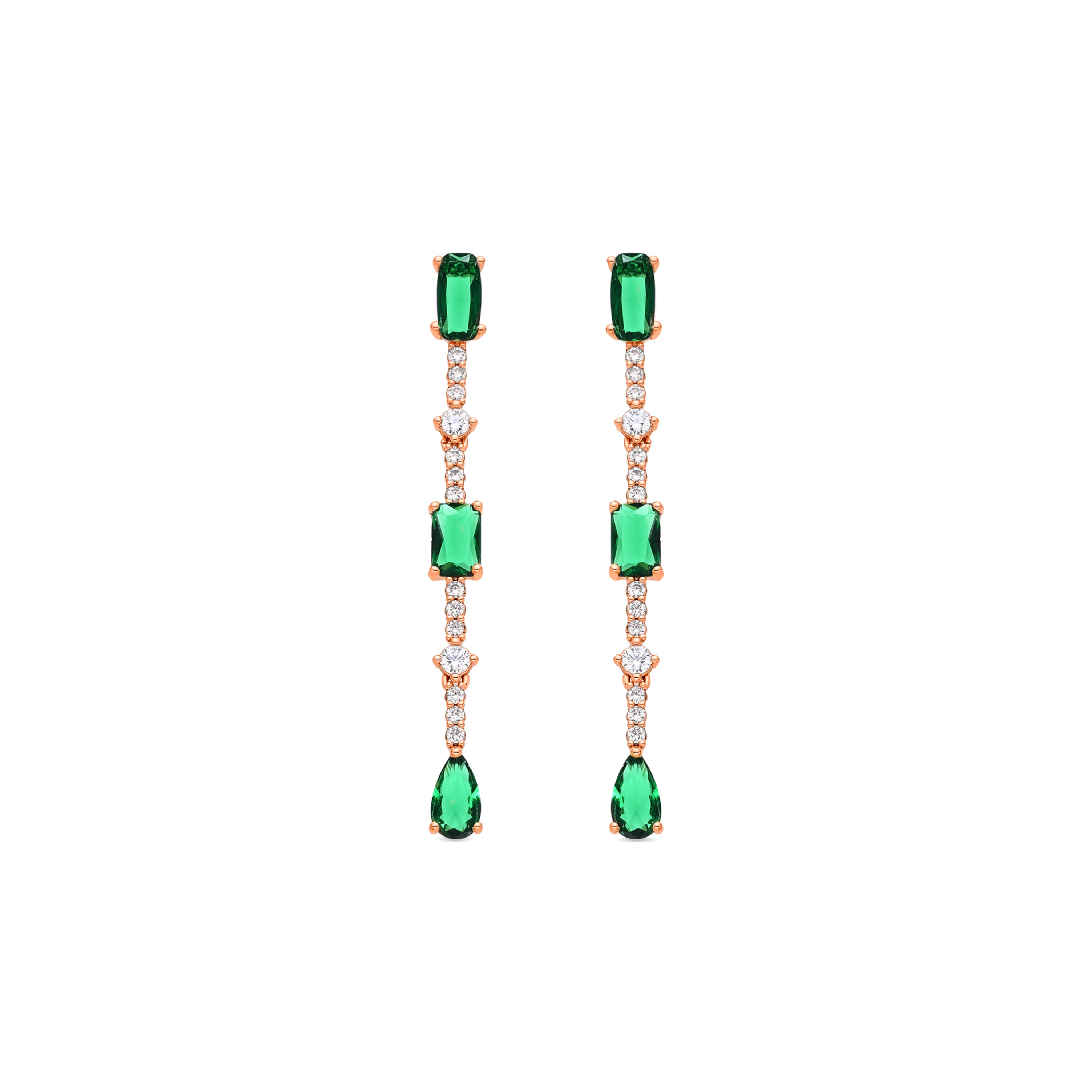 Pendientes de Circonita Esmeralda acabado en oro amarillo de 18k - Ziadru