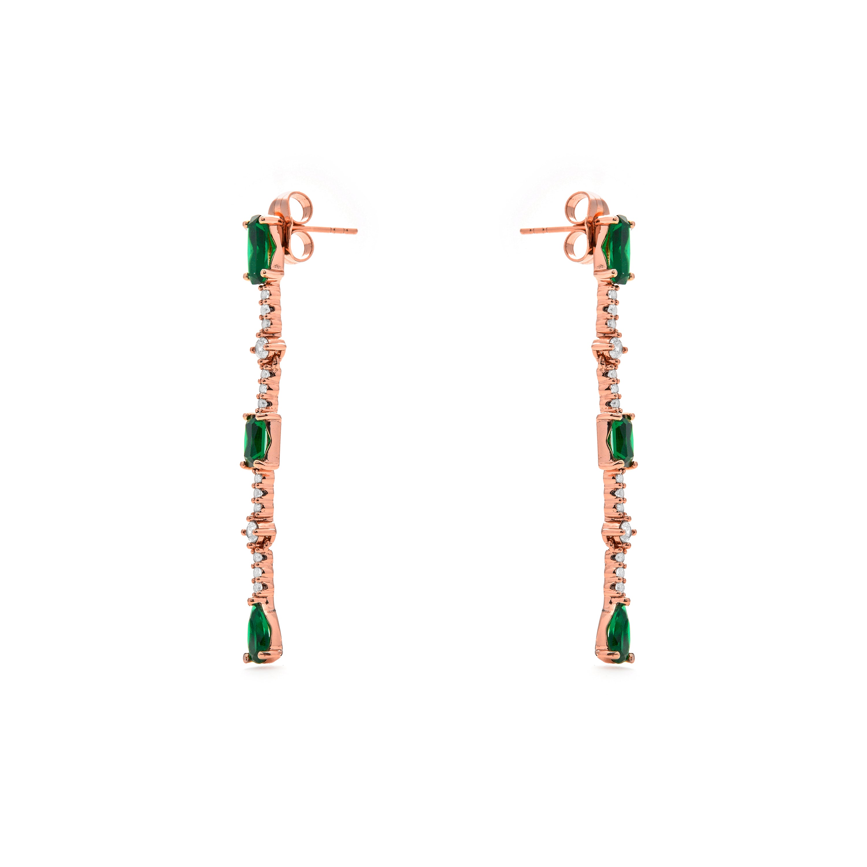 Pendientes de Circonita Esmeralda acabado en oro amarillo de 18k - Ziadru
