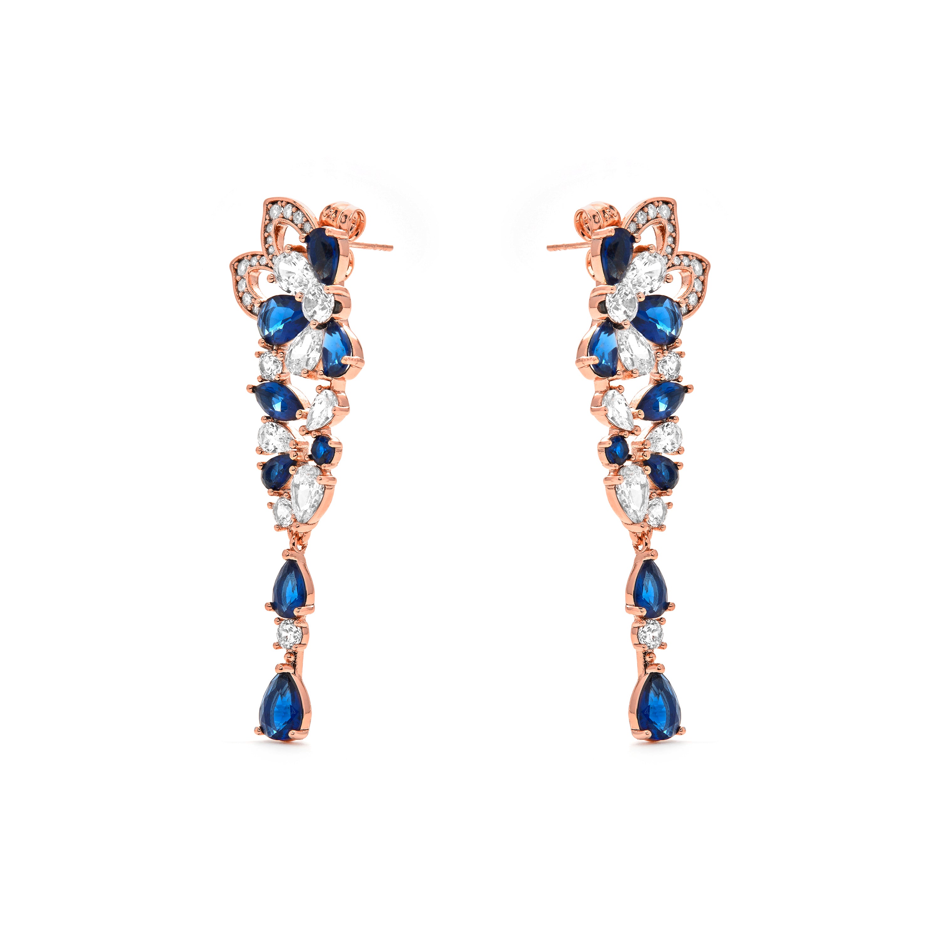 Pendientes de Circonita Zafiro acabado en oro amarillo de 18k - Uliso