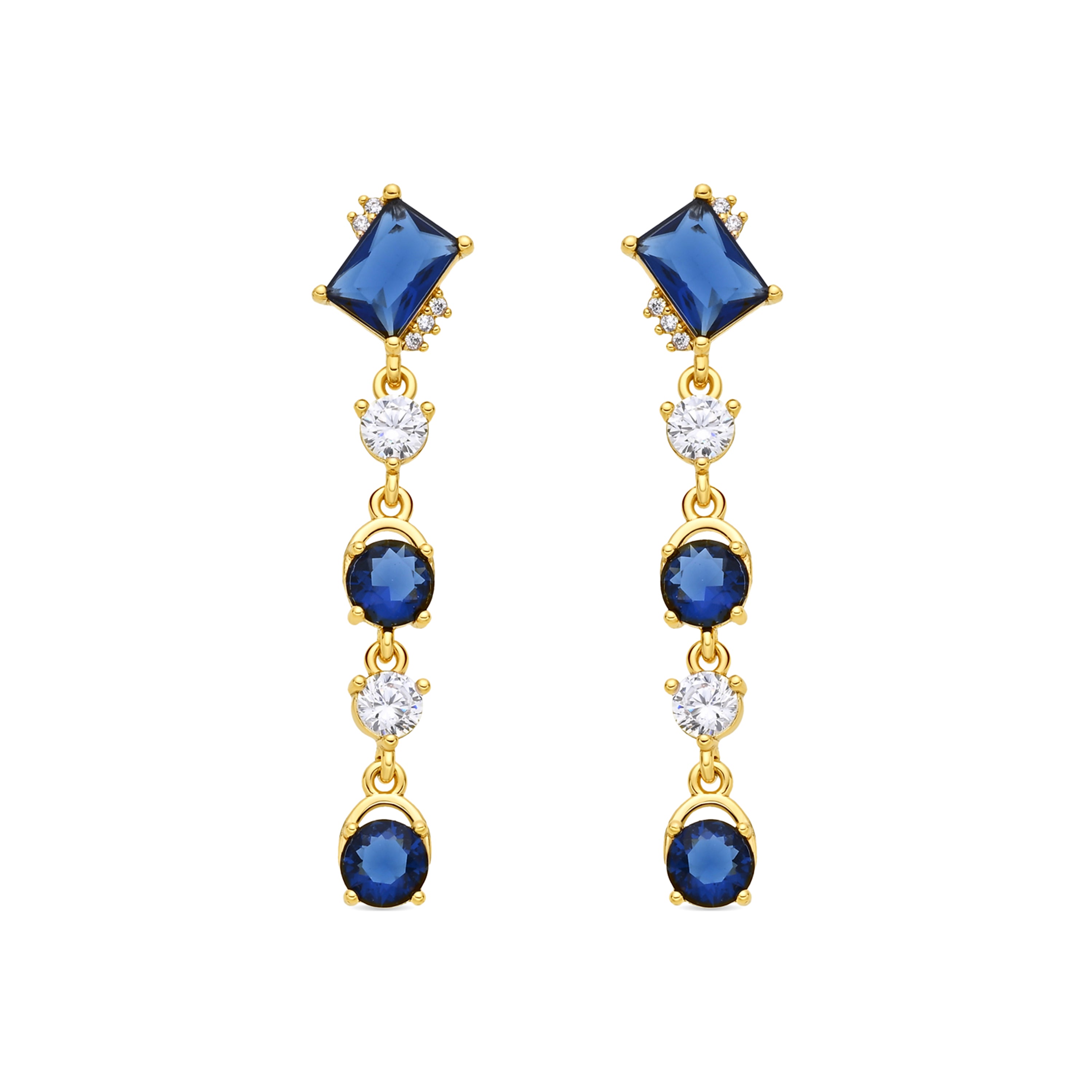 Pendientes de Circonita Zafiro acabado en oro amarillo de 18k - Bakmus